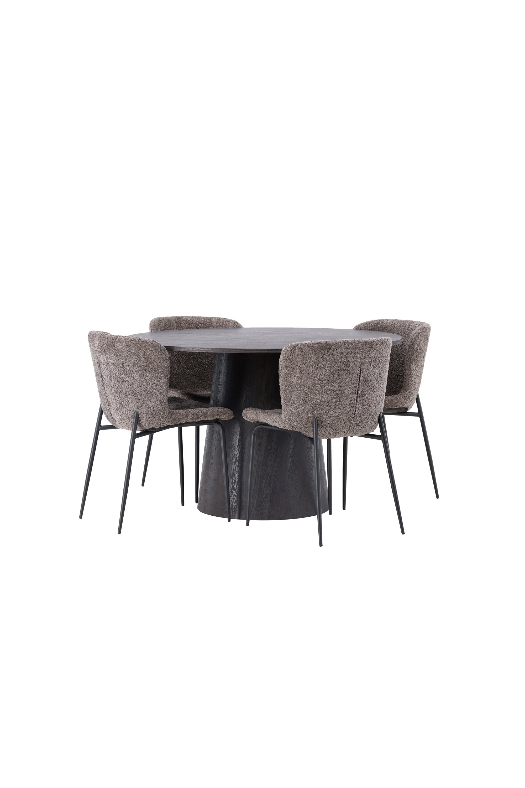 Lanzo Esszimmerset + Modesto ⌀120cm/4St. in Braun / Schwarz / Dunkelgrau präsentiert im Onlineshop von KAQTU Design AG. Esszimmerset ist von Venture Home