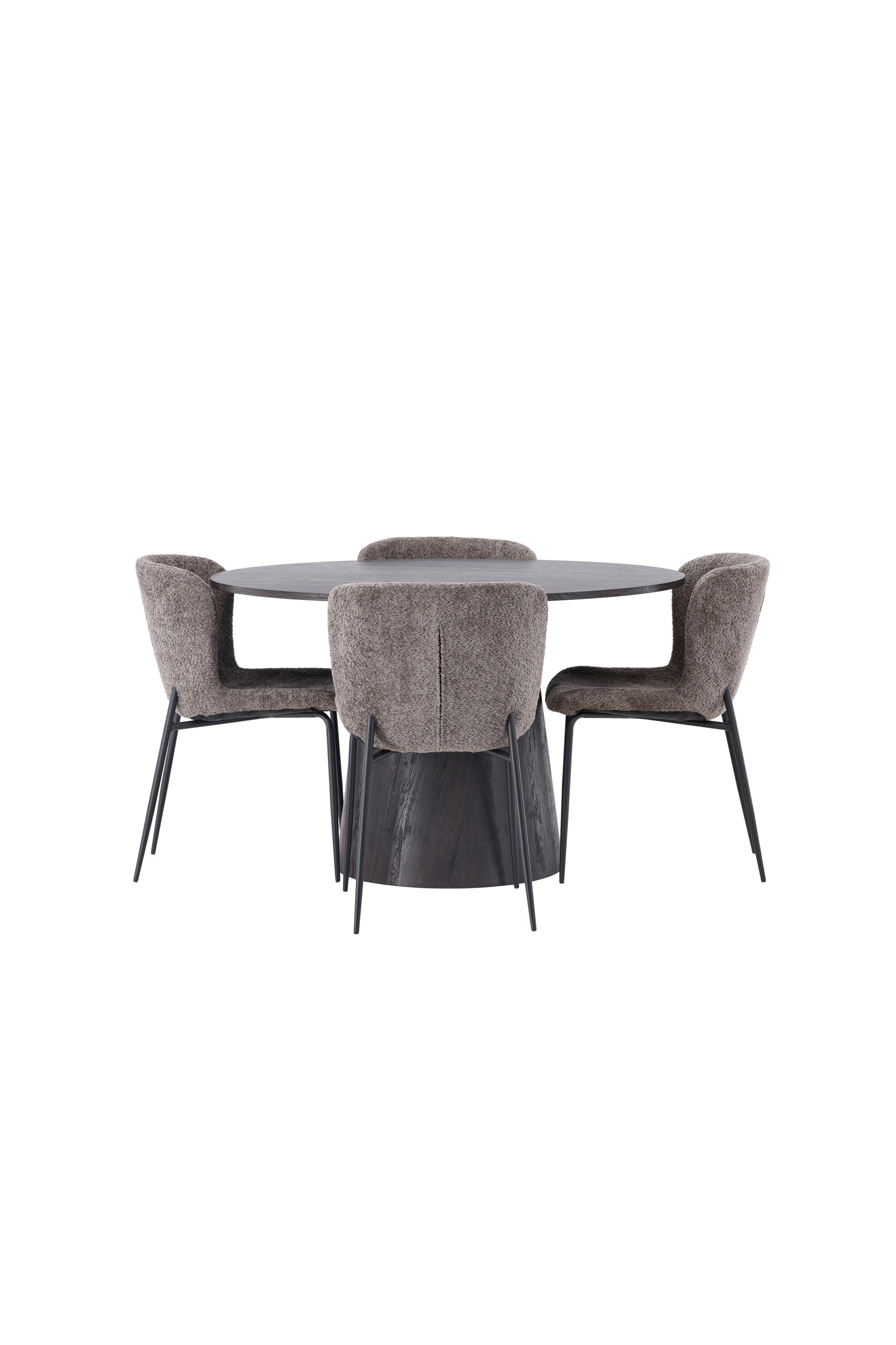Lanzo Esszimmerset + Modesto ⌀120cm/4St. in Braun / Schwarz / Dunkelgrau präsentiert im Onlineshop von KAQTU Design AG. Esszimmerset ist von Venture Home