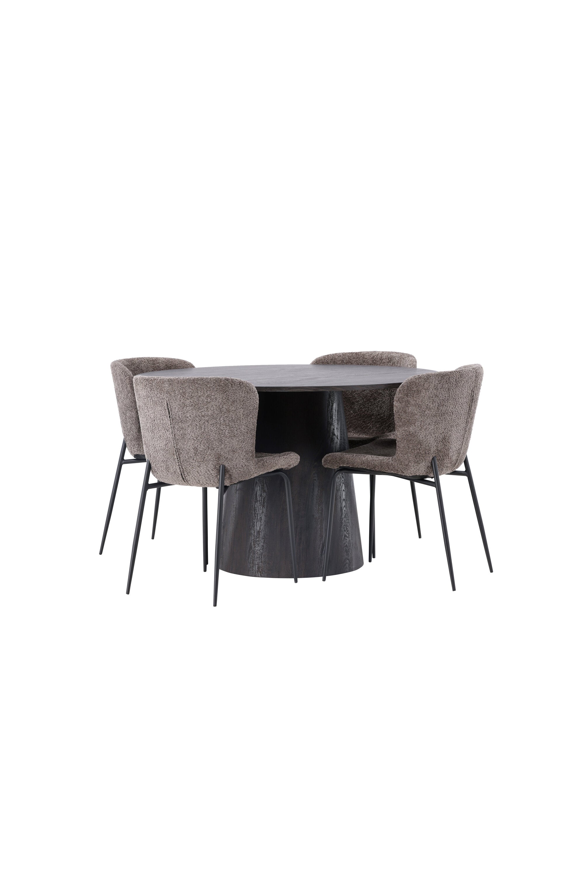 Lanzo Esszimmerset + Modesto ⌀120cm/4St. in Braun / Schwarz / Dunkelgrau präsentiert im Onlineshop von KAQTU Design AG. Esszimmerset ist von Venture Home