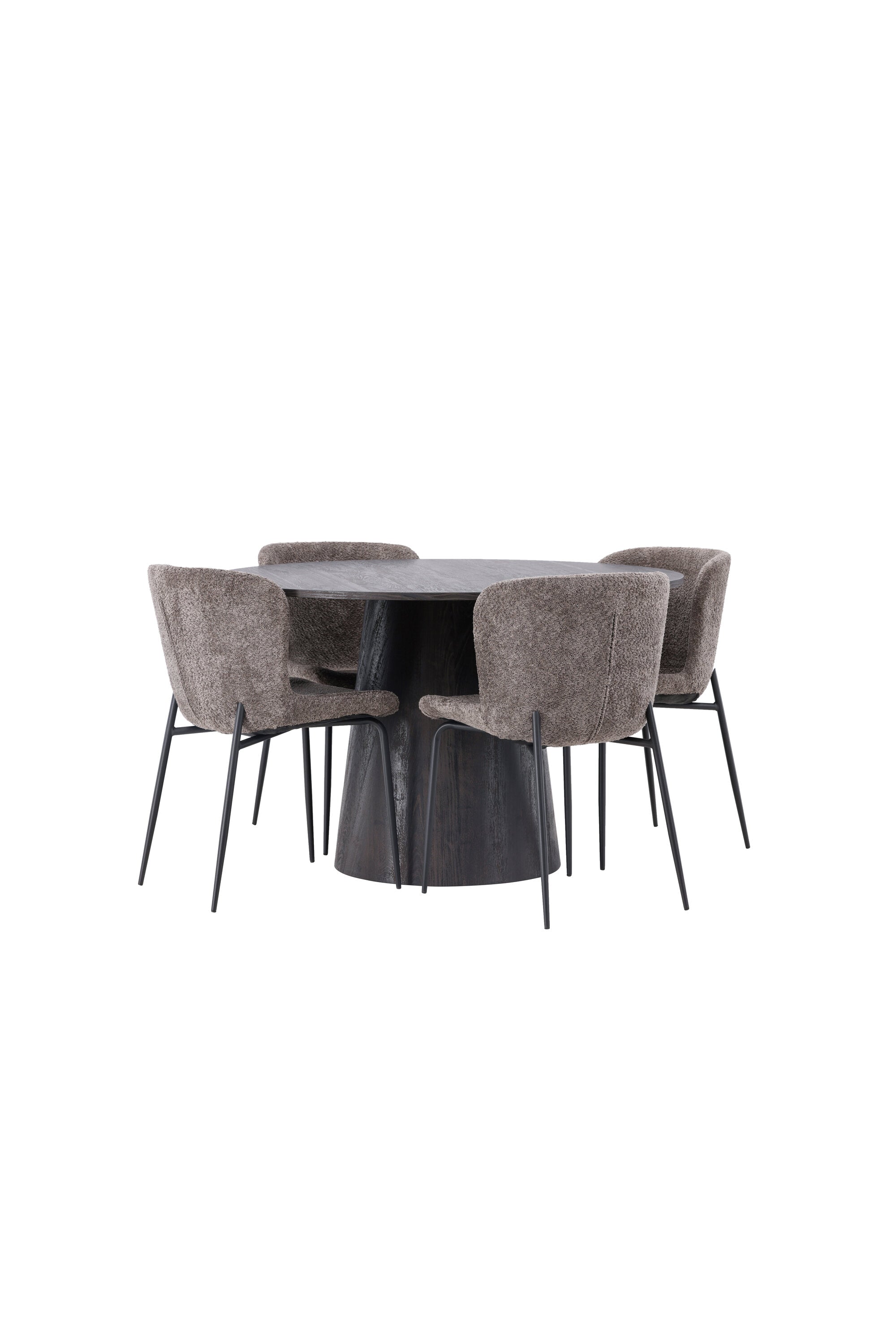 Lanzo Esszimmerset + Modesto ⌀120cm/4St. in Braun / Schwarz / Dunkelgrau präsentiert im Onlineshop von KAQTU Design AG. Esszimmerset ist von Venture Home