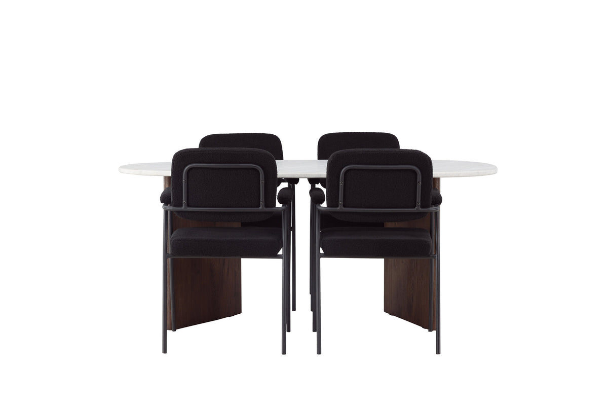 Grönvik Esszimmerset + Yesterday 180cm/4St. in Schwarz präsentiert im Onlineshop von KAQTU Design AG. Esszimmerset ist von Venture Home