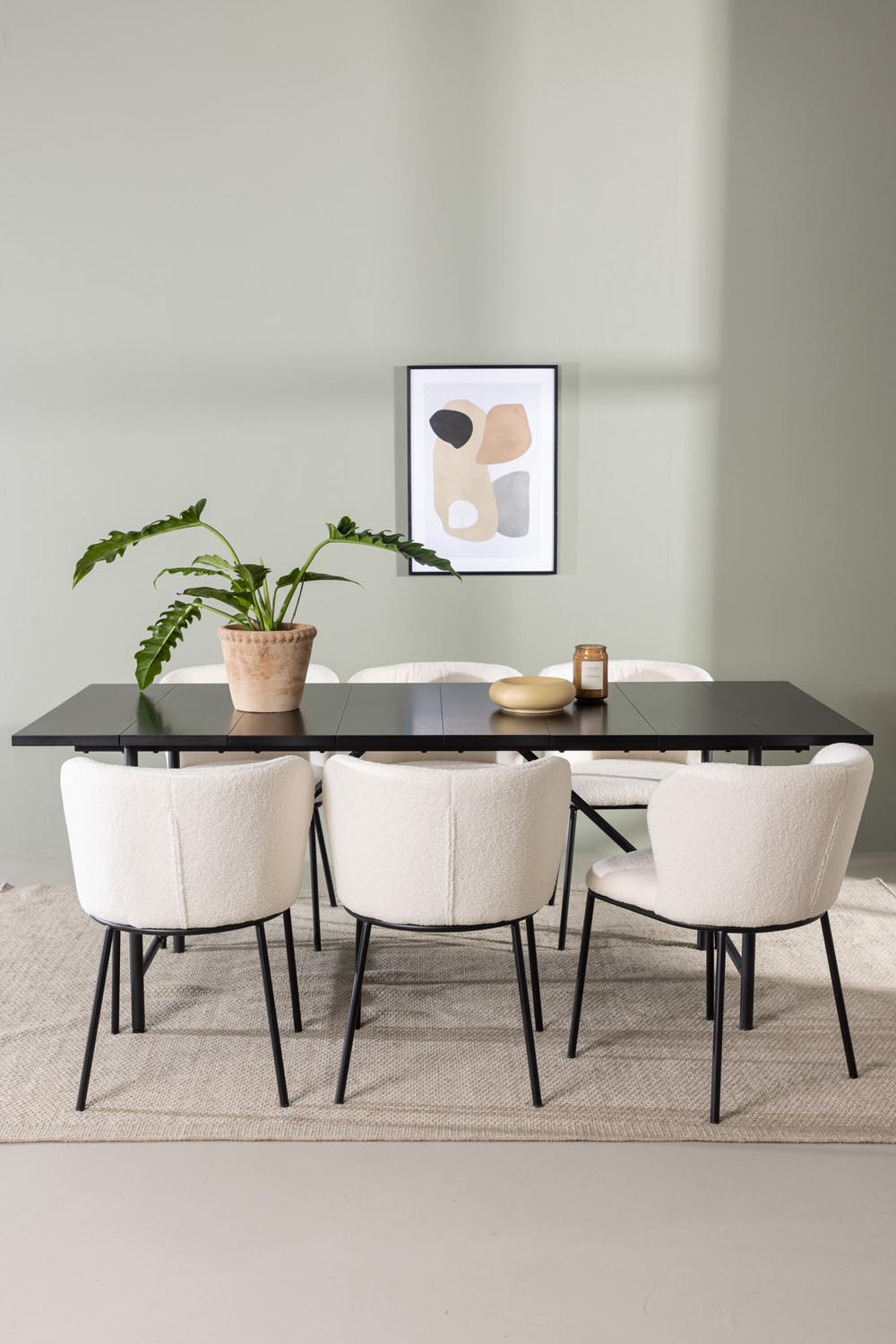 Astrid Esszimmerset + Edina 200cm/6St. in Schwarz-Weiss präsentiert im Onlineshop von KAQTU Design AG. Esszimmerset ist von Venture Home
