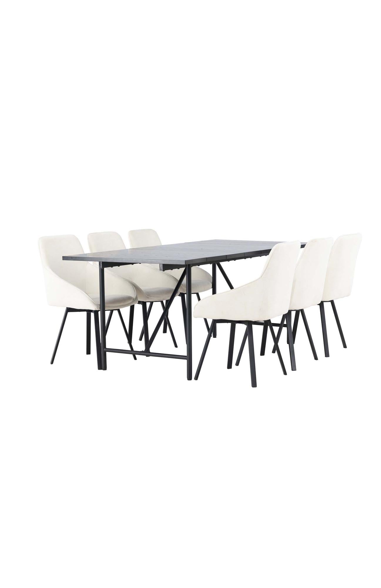 Stilvolles Astrid Esszimmerset mit 6 Stühlen, 200cm, von Venture Home.