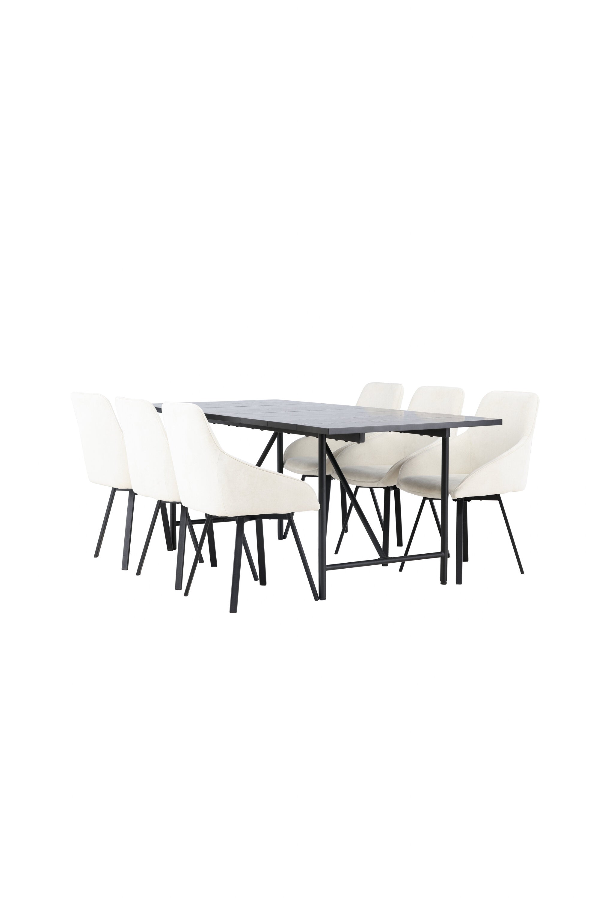 Astrid Esszimmerset + Rosie 200cm/6St. in Beige, Schwarz präsentiert im Onlineshop von KAQTU Design AG. Esszimmerset ist von Venture Home
