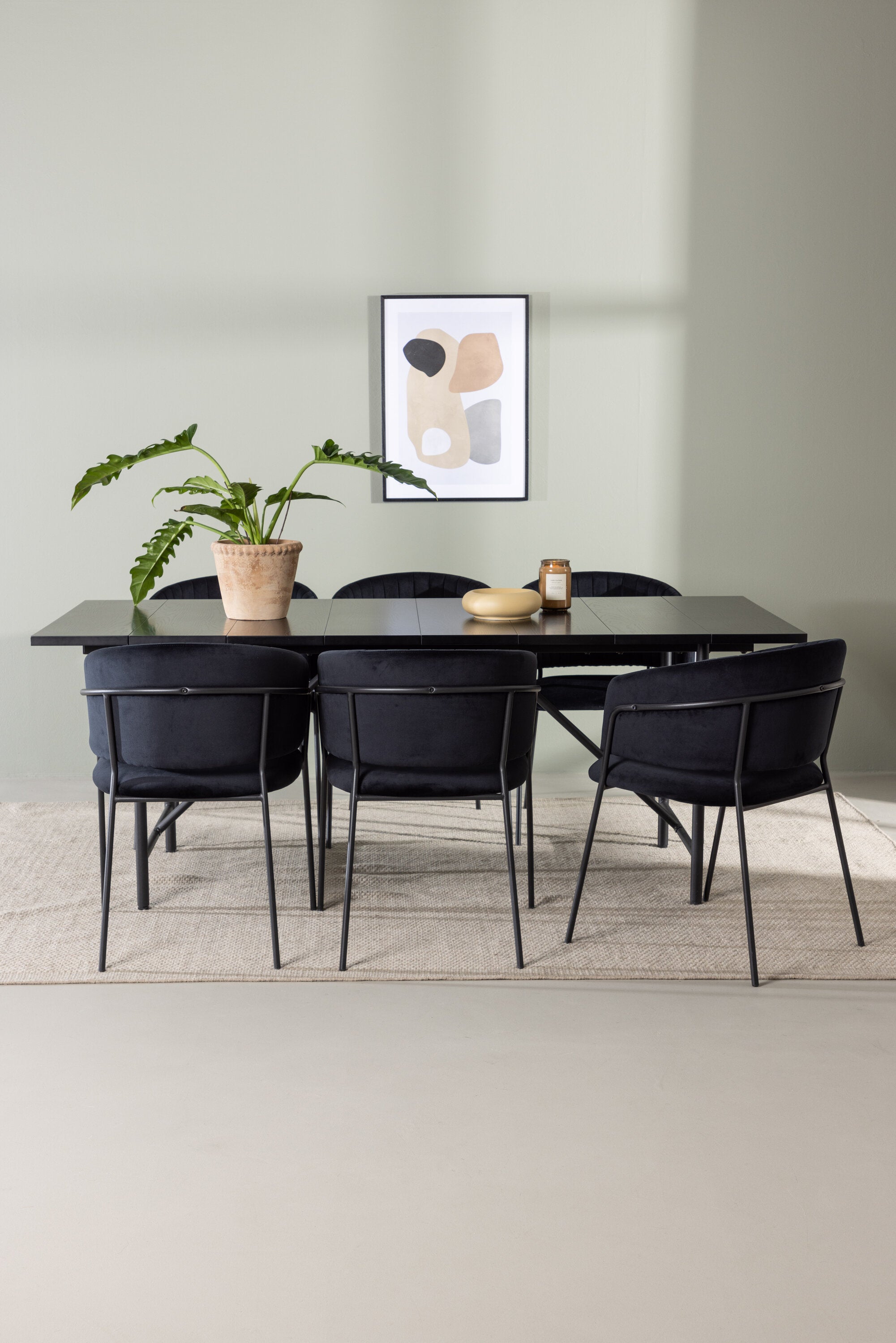 Astrid Esszimmerset + Selma 200cm/6St. in Schwarz präsentiert im Onlineshop von KAQTU Design AG. Esszimmerset ist von Venture Home
