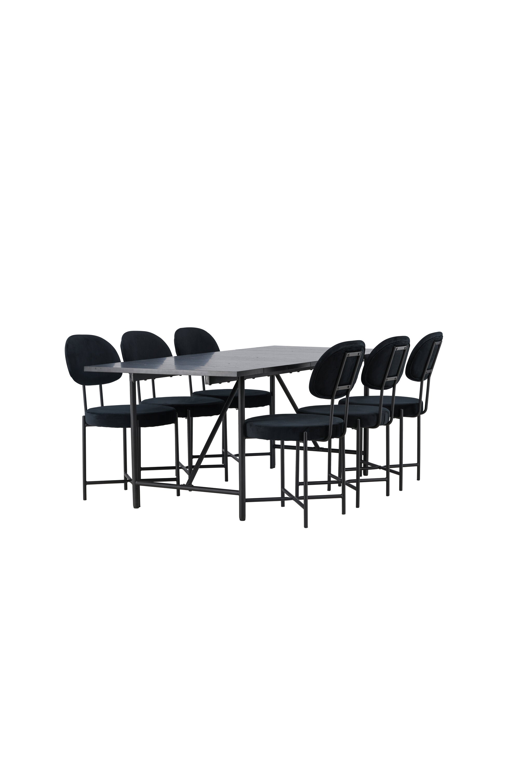 Astrid Esszimmerset + Stella 200cm/6St. in Schwarz präsentiert im Onlineshop von KAQTU Design AG. Esszimmerset ist von Venture Home