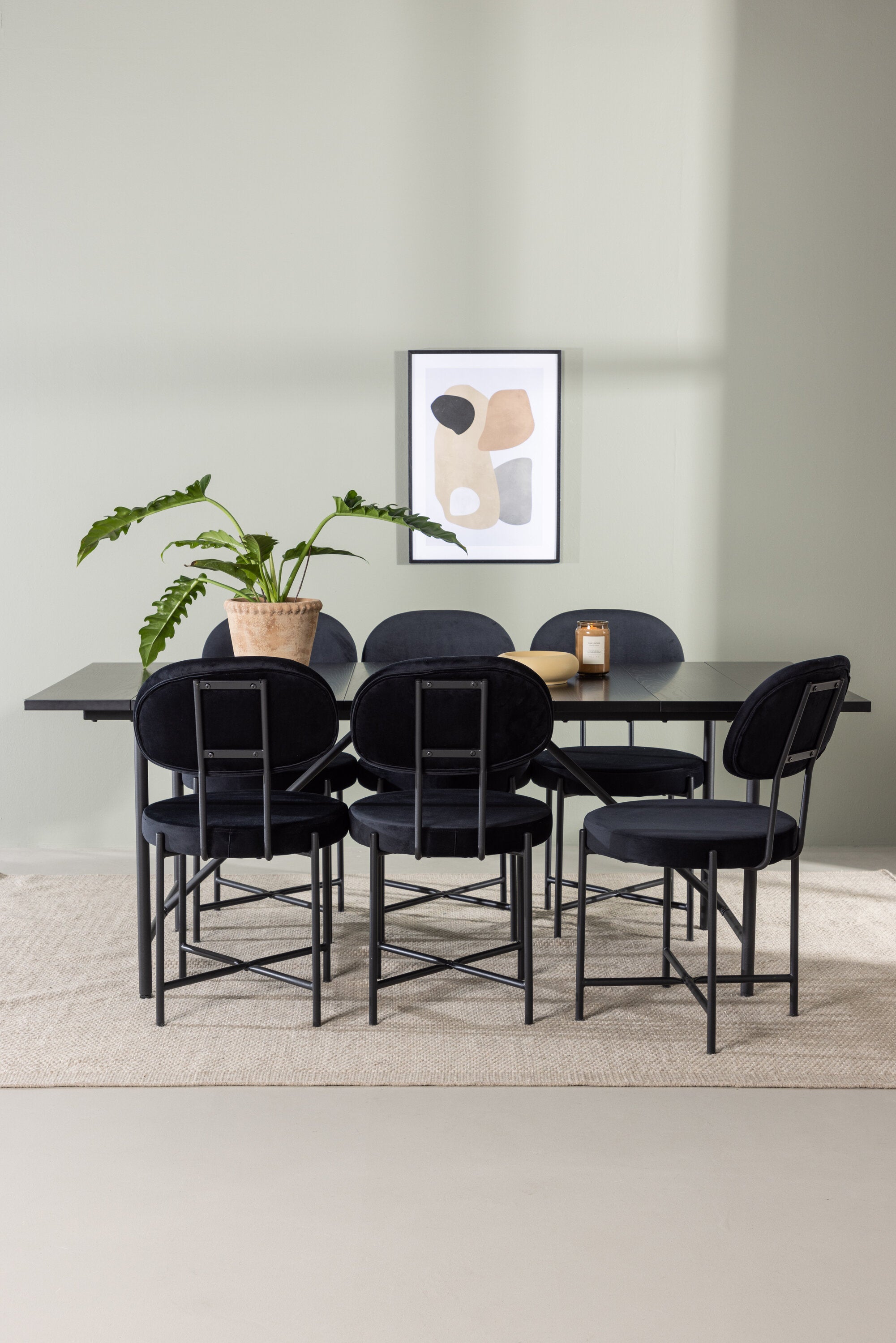 Astrid Esszimmerset + Stella 200cm/6St. in Schwarz präsentiert im Onlineshop von KAQTU Design AG. Esszimmerset ist von Venture Home
