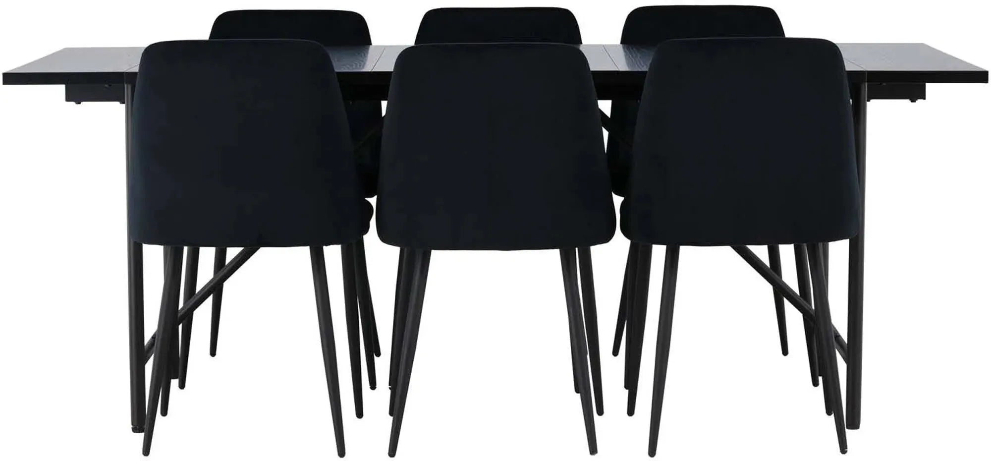 Modernes Esszimmerset mit 200cm Tisch und 6 Samtstühlen. Stilvoll, komfortabel, ideal für jeden Anlass.