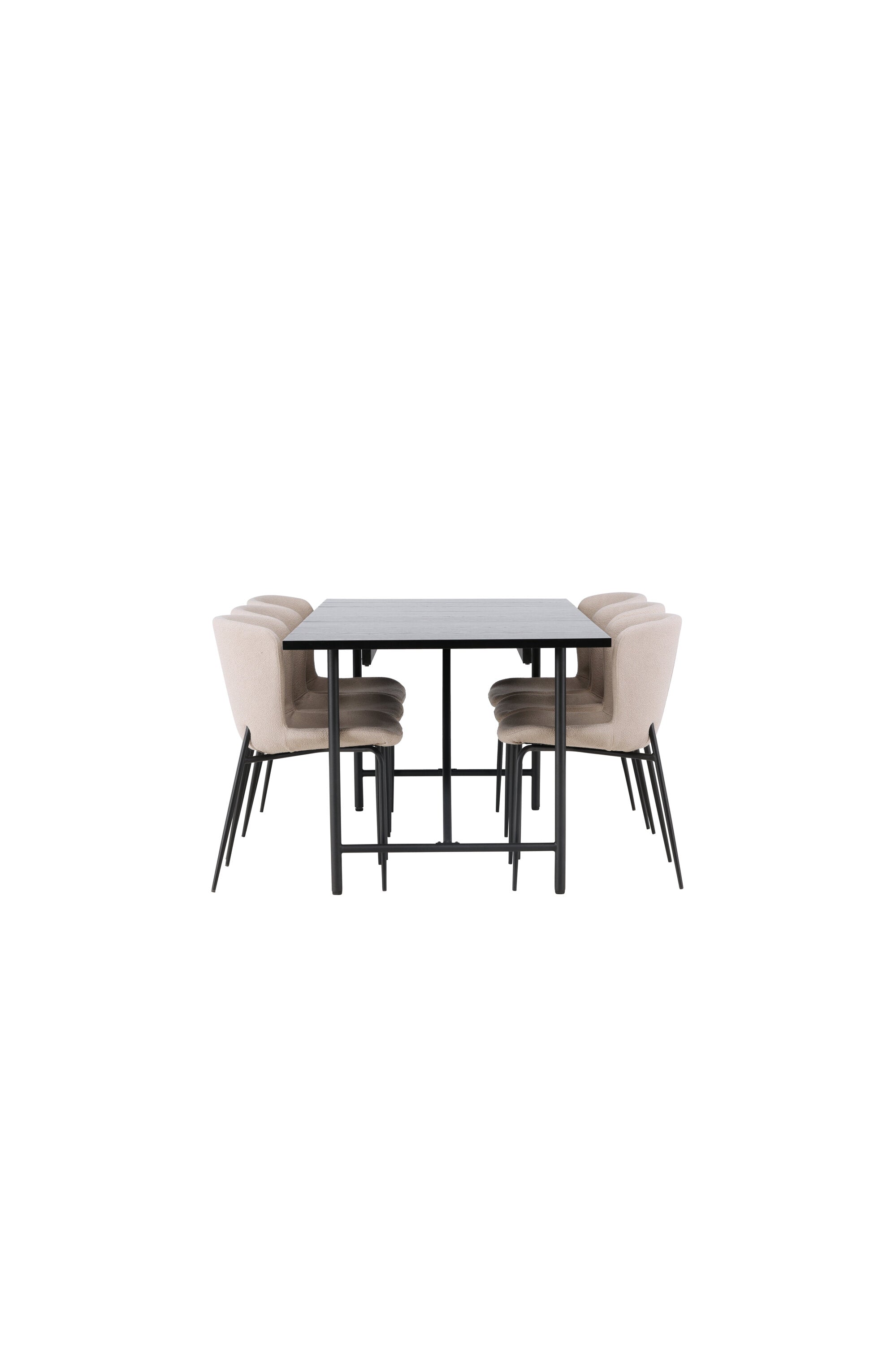 Astrid Esszimmerset + Modesto 200cm/6St. in Beige, Schwarz präsentiert im Onlineshop von KAQTU Design AG. Esszimmerset ist von Venture Home