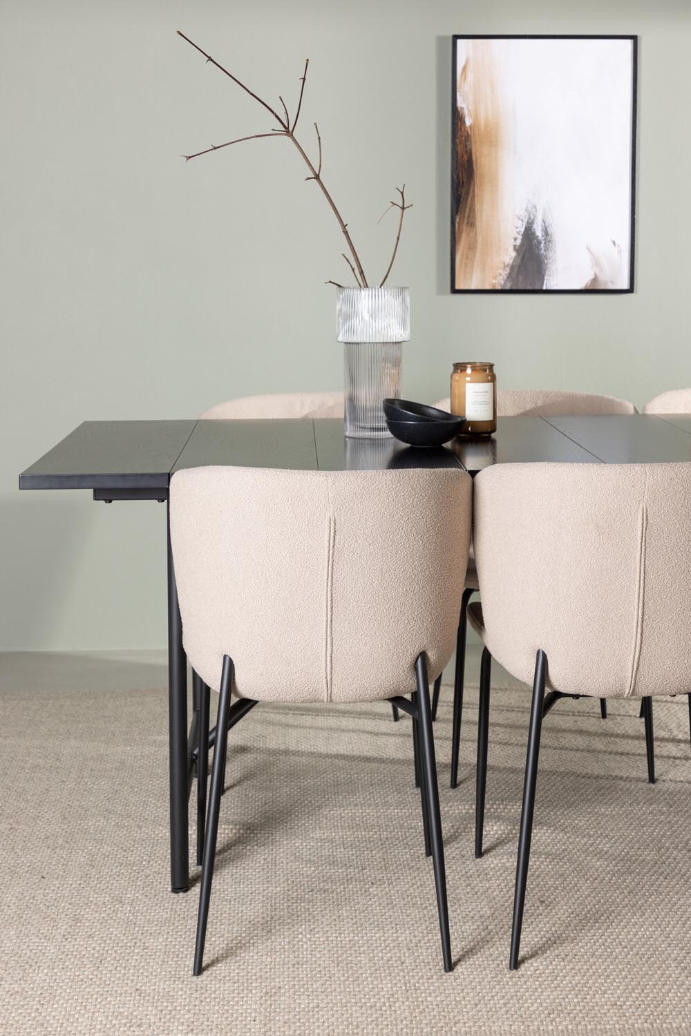 Astrid Esszimmerset + Modesto 200cm/6St. in Beige, Schwarz präsentiert im Onlineshop von KAQTU Design AG. Esszimmerset ist von Venture Home