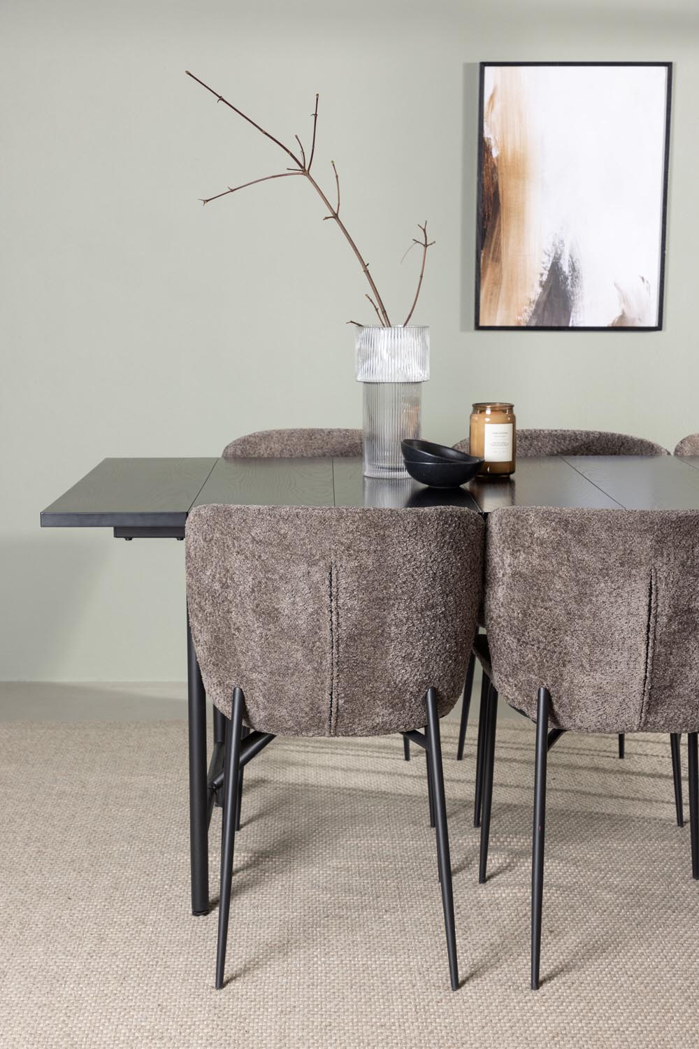 Astrid Esszimmerset + Modesto 200cm/6St. in Schwarz, Dunkelgrau präsentiert im Onlineshop von KAQTU Design AG. Esszimmerset ist von Venture Home