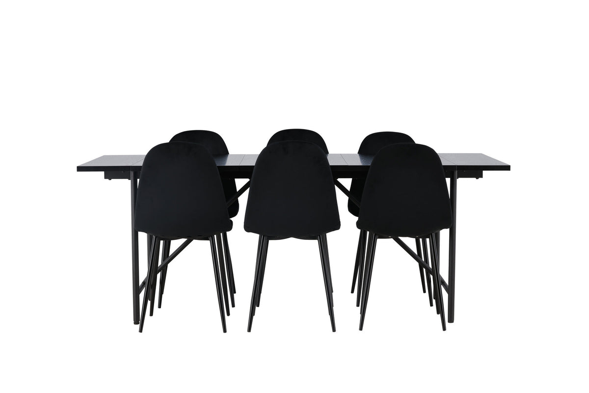 Astrid Esszimmerset + Polar 200cm/6St. in Schwarz präsentiert im Onlineshop von KAQTU Design AG. Esszimmerset ist von Venture Home