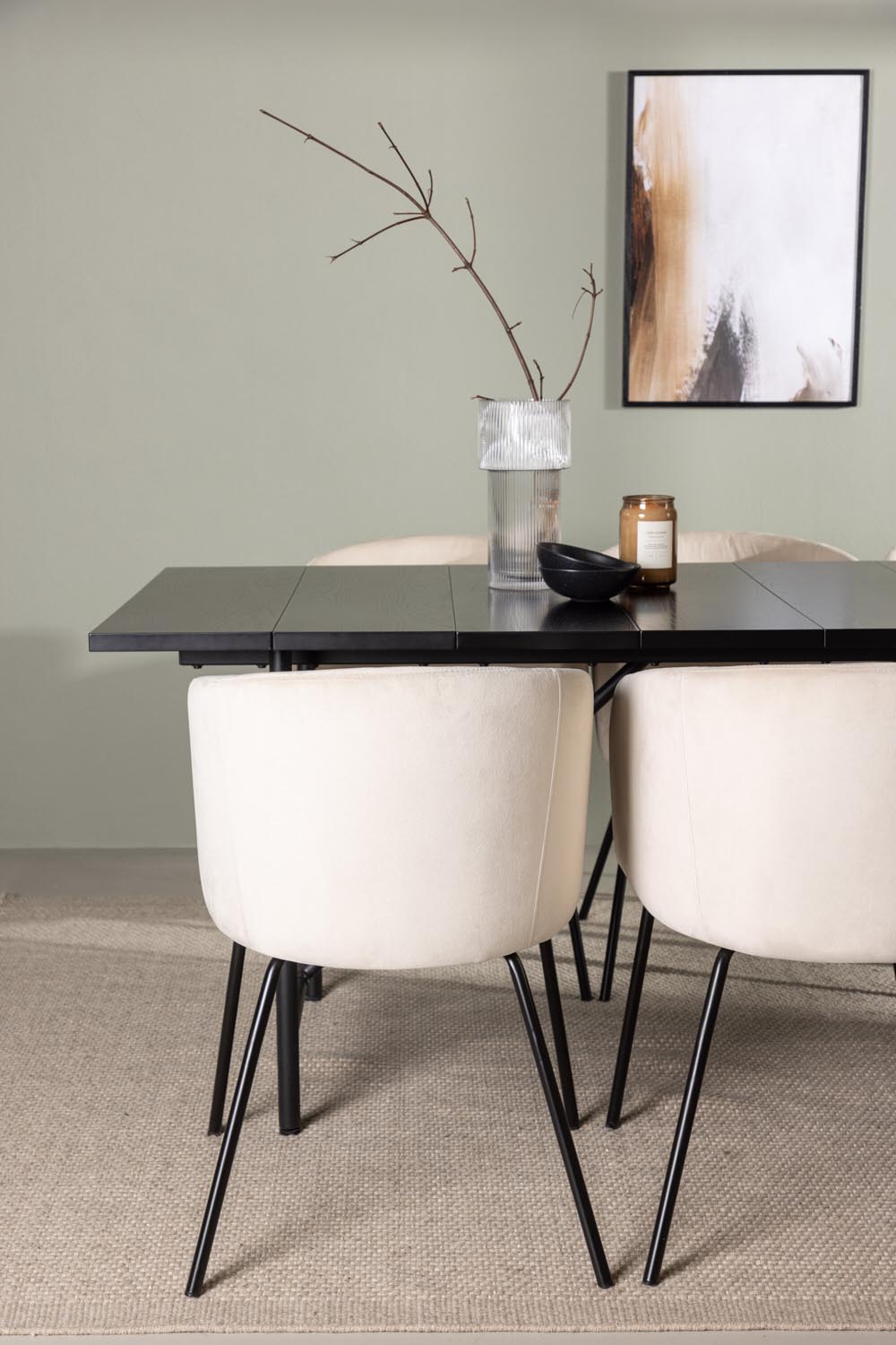 Astrid Esszimmerset + Berit 200cm/6St. in Beige, Schwarz präsentiert im Onlineshop von KAQTU Design AG. Esszimmerset ist von Venture Home