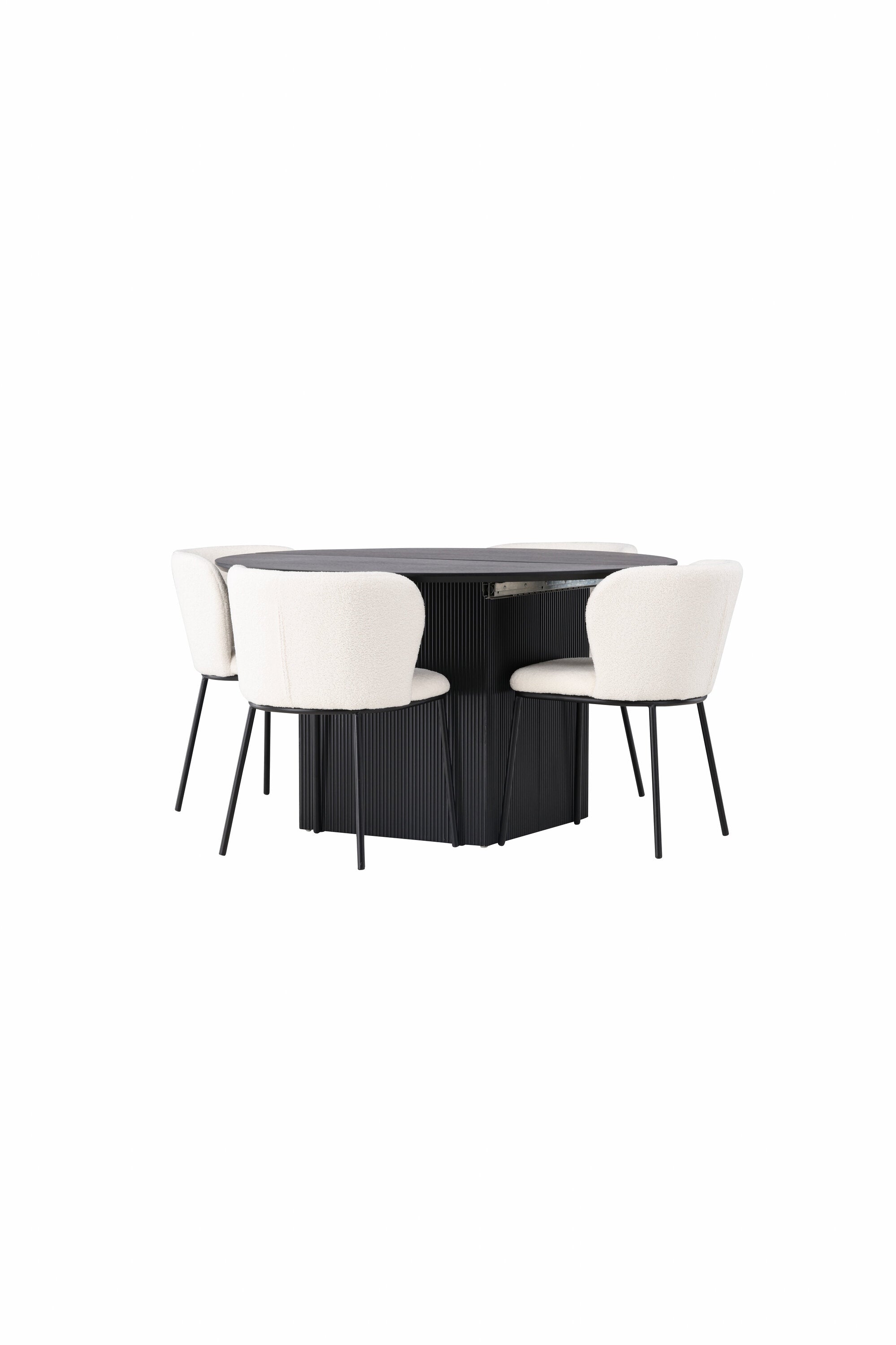 Matilda Esszimmerset + Edina ⌀130cm/4St. in Schwarz-Weiss präsentiert im Onlineshop von KAQTU Design AG. Esszimmerset ist von Venture Home