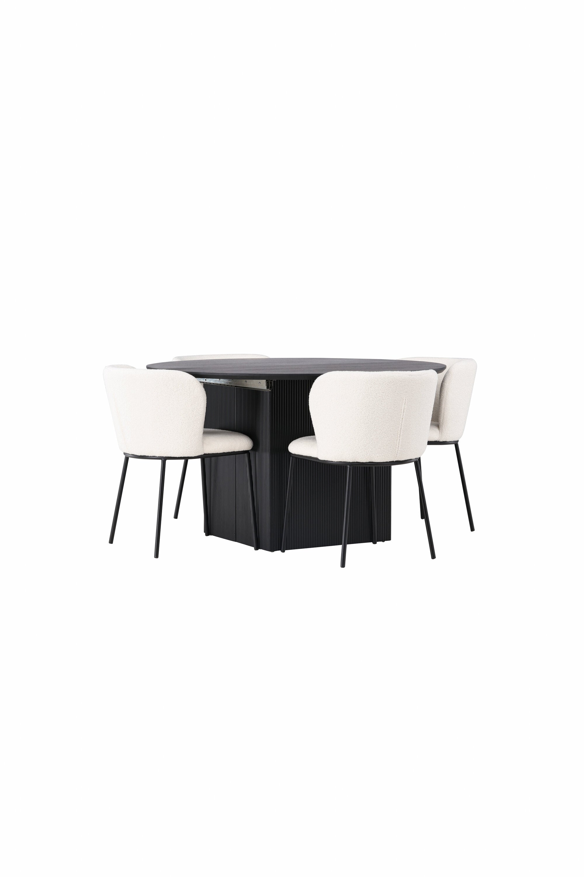 Matilda Esszimmerset + Edina ⌀130cm/4St. in Schwarz-Weiss präsentiert im Onlineshop von KAQTU Design AG. Esszimmerset ist von Venture Home