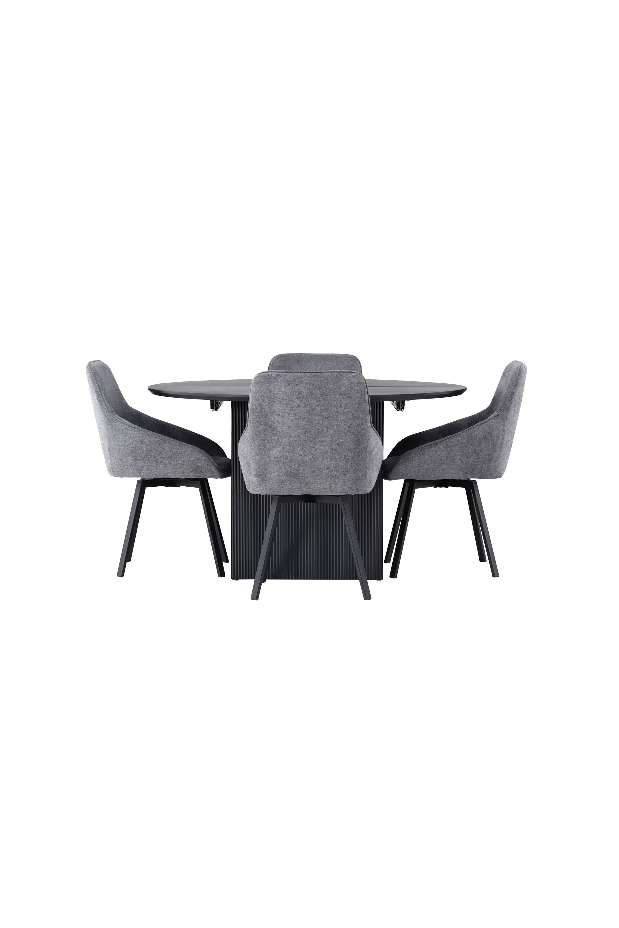 Matilda Esszimmerset + Rosie ⌀130cm/4St. in Schwarzgrau präsentiert im Onlineshop von KAQTU Design AG. Esszimmerset ist von Venture Home