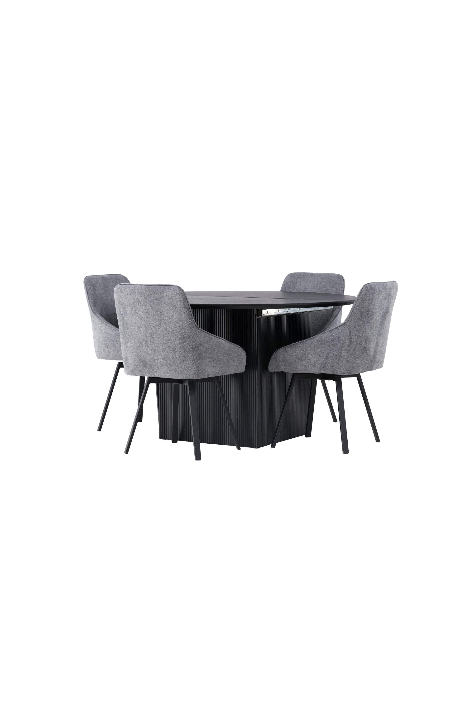 Matilda Esszimmerset + Rosie ⌀130cm/4St. in Schwarzgrau präsentiert im Onlineshop von KAQTU Design AG. Esszimmerset ist von Venture Home