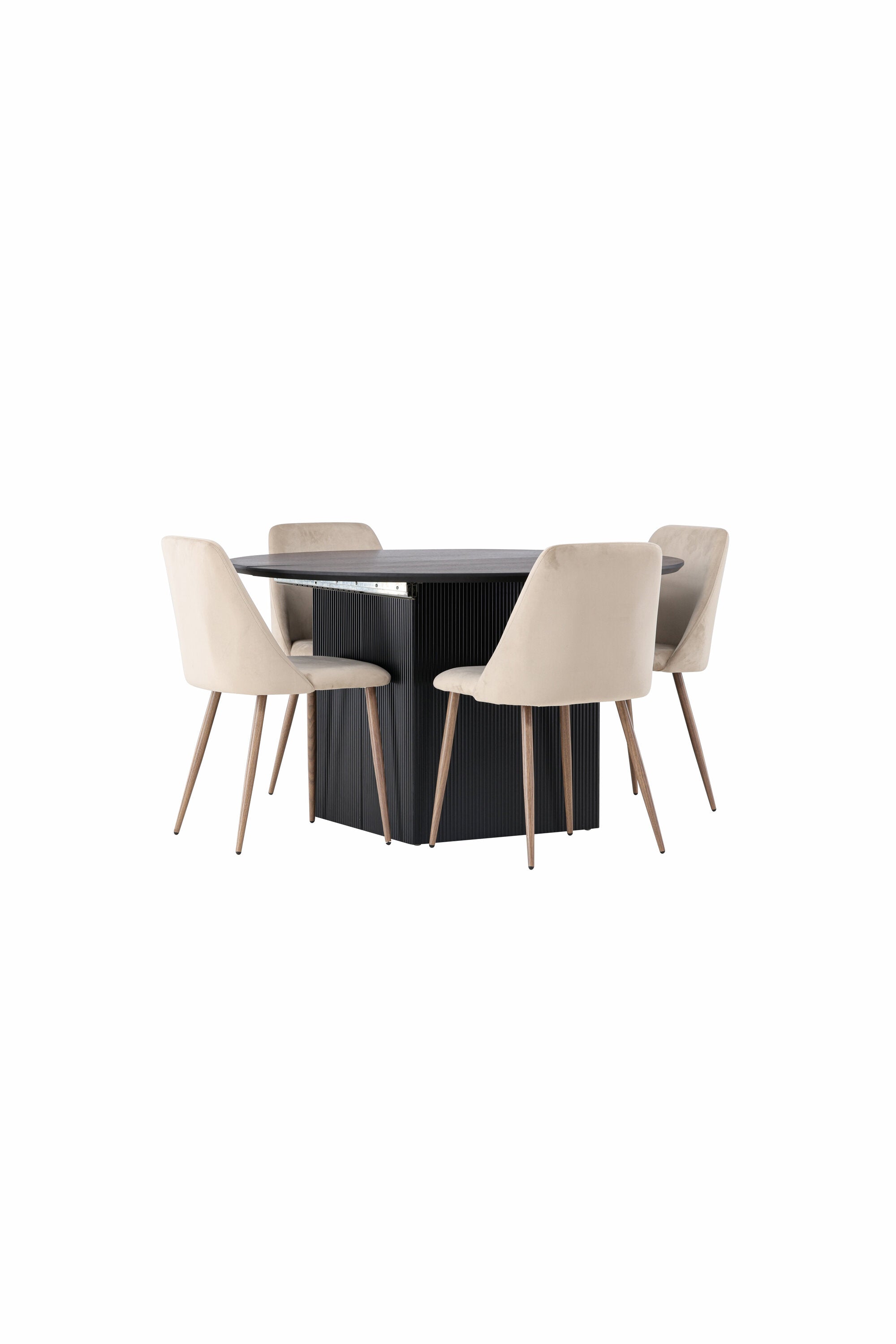 Matilda Esszimmerset + Night ⌀130cm/4St. in Braun, Walnuss präsentiert im Onlineshop von KAQTU Design AG. Esszimmerset ist von Venture Home
