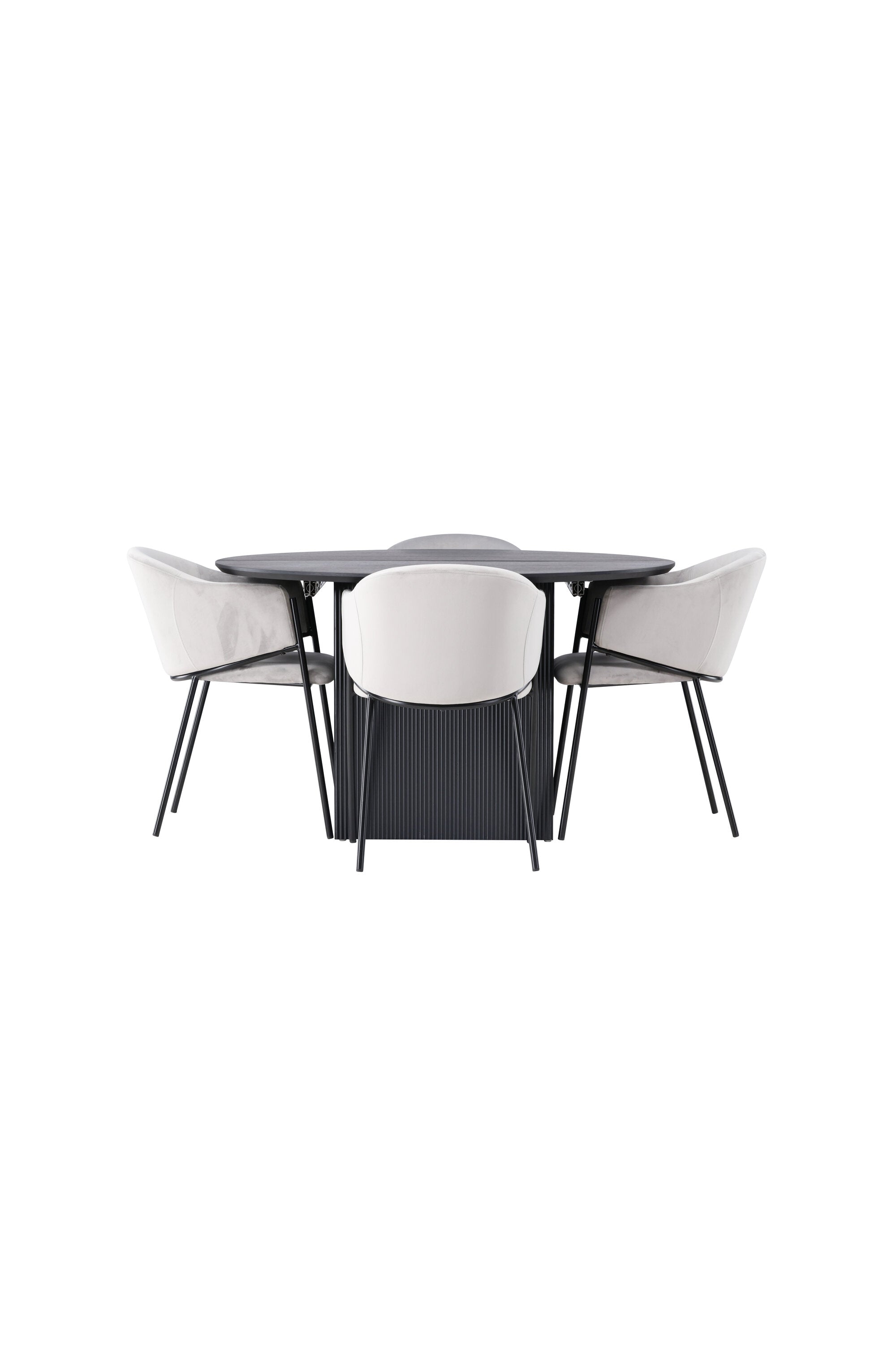 Matilda Esszimmerset + Evelina ⌀130cm/4St. in Schwarzgrau präsentiert im Onlineshop von KAQTU Design AG. Esszimmerset ist von Venture Home