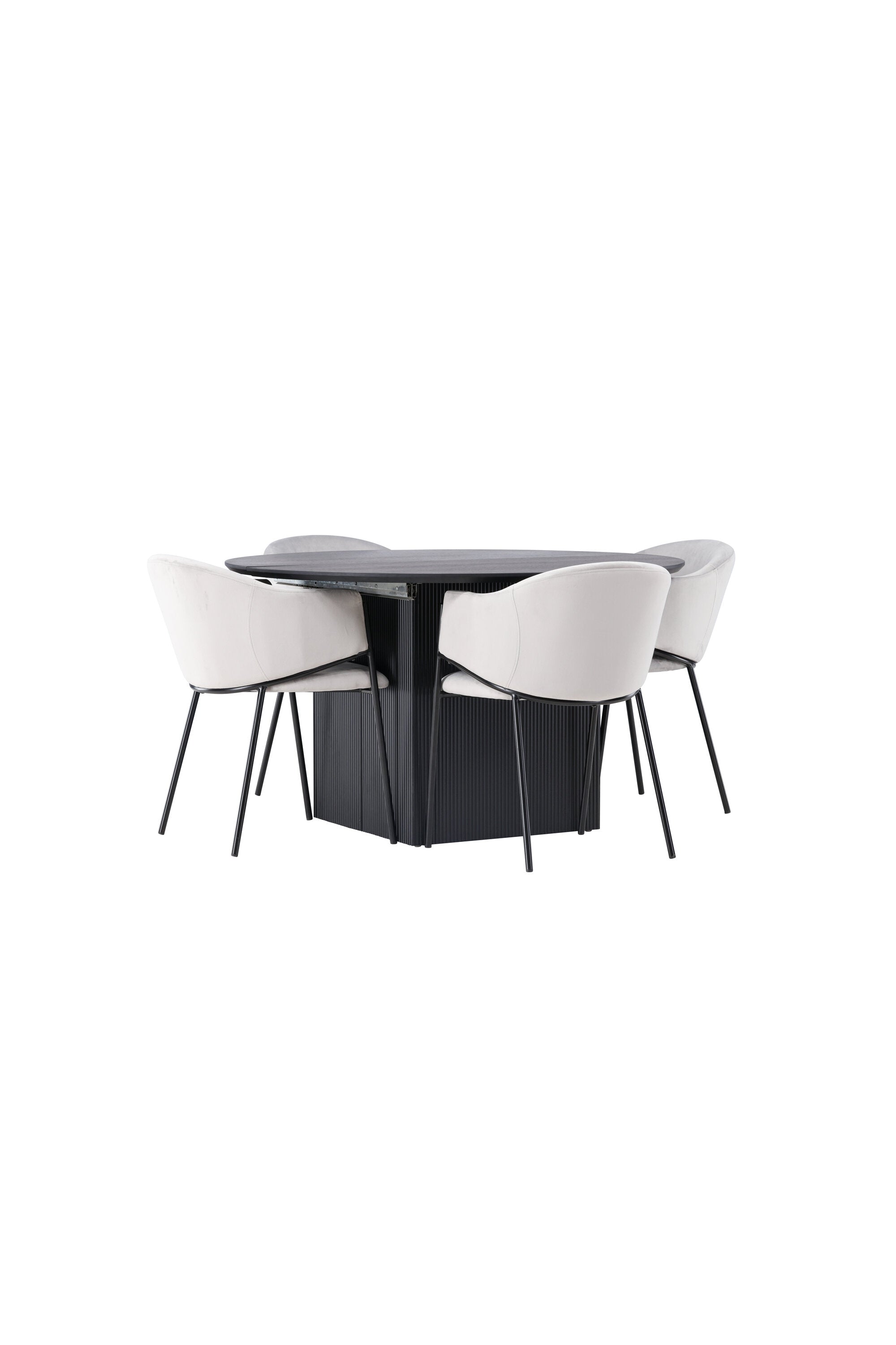 Matilda Esszimmerset + Evelina ⌀130cm/4St. in Schwarzgrau präsentiert im Onlineshop von KAQTU Design AG. Esszimmerset ist von Venture Home