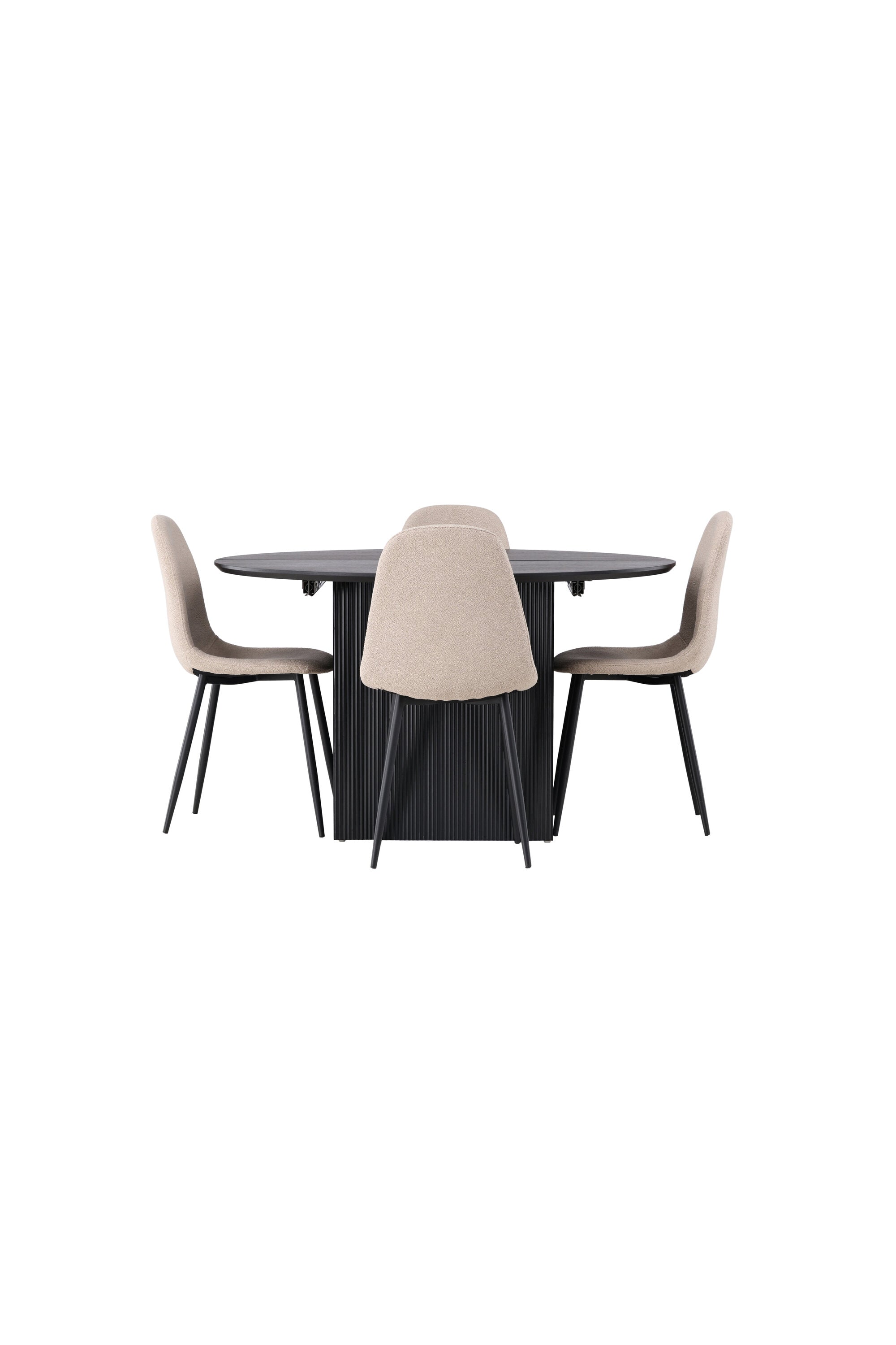 Matilda Esszimmerset + Polar ⌀130cm/4St. in Beige, Schwarz präsentiert im Onlineshop von KAQTU Design AG. Esszimmerset ist von Venture Home