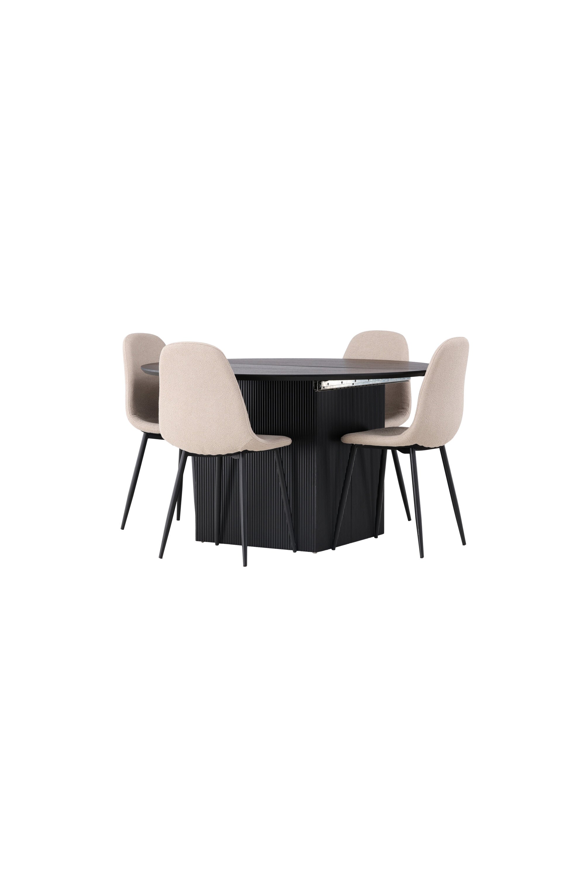 Matilda Esszimmerset + Polar ⌀130cm/4St. in Beige, Schwarz präsentiert im Onlineshop von KAQTU Design AG. Esszimmerset ist von Venture Home
