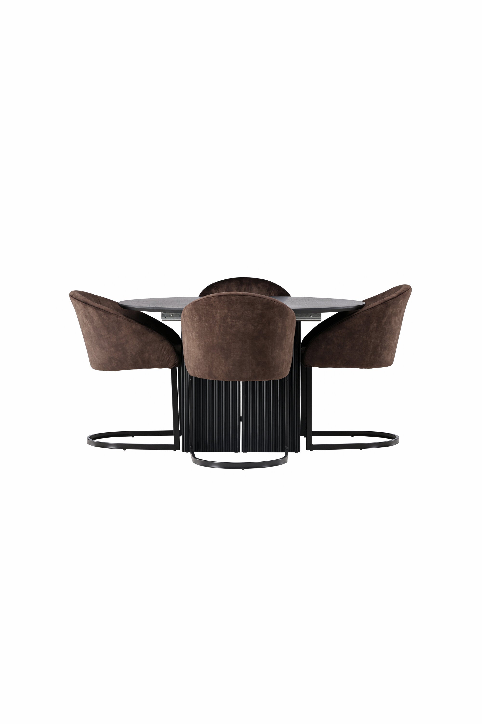 Matilda Esszimmerset + Evening ⌀130cm/4St. in Schwarz Braun präsentiert im Onlineshop von KAQTU Design AG. Esszimmerset ist von Venture Home