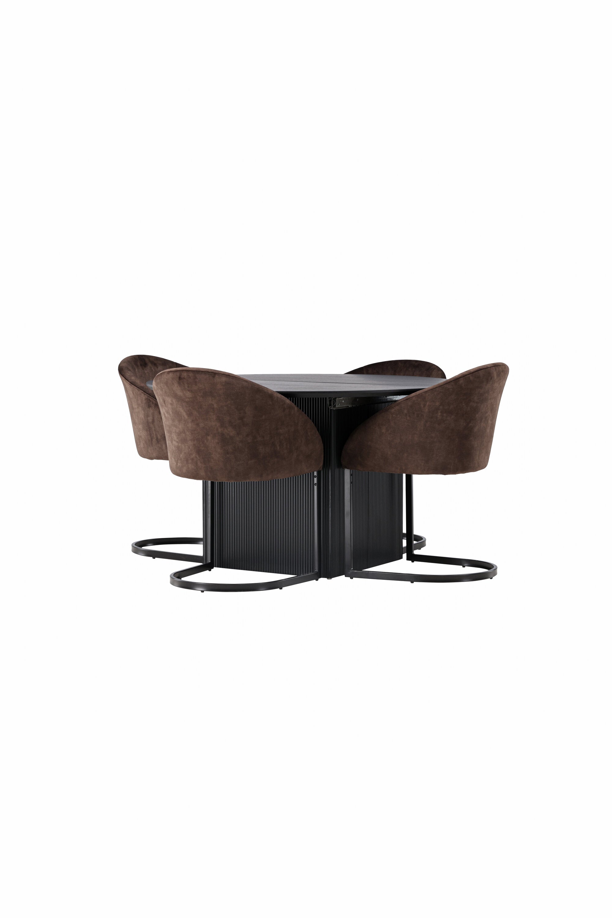 Matilda Esszimmerset + Evening ⌀130cm/4St. in Schwarz Braun präsentiert im Onlineshop von KAQTU Design AG. Esszimmerset ist von Venture Home