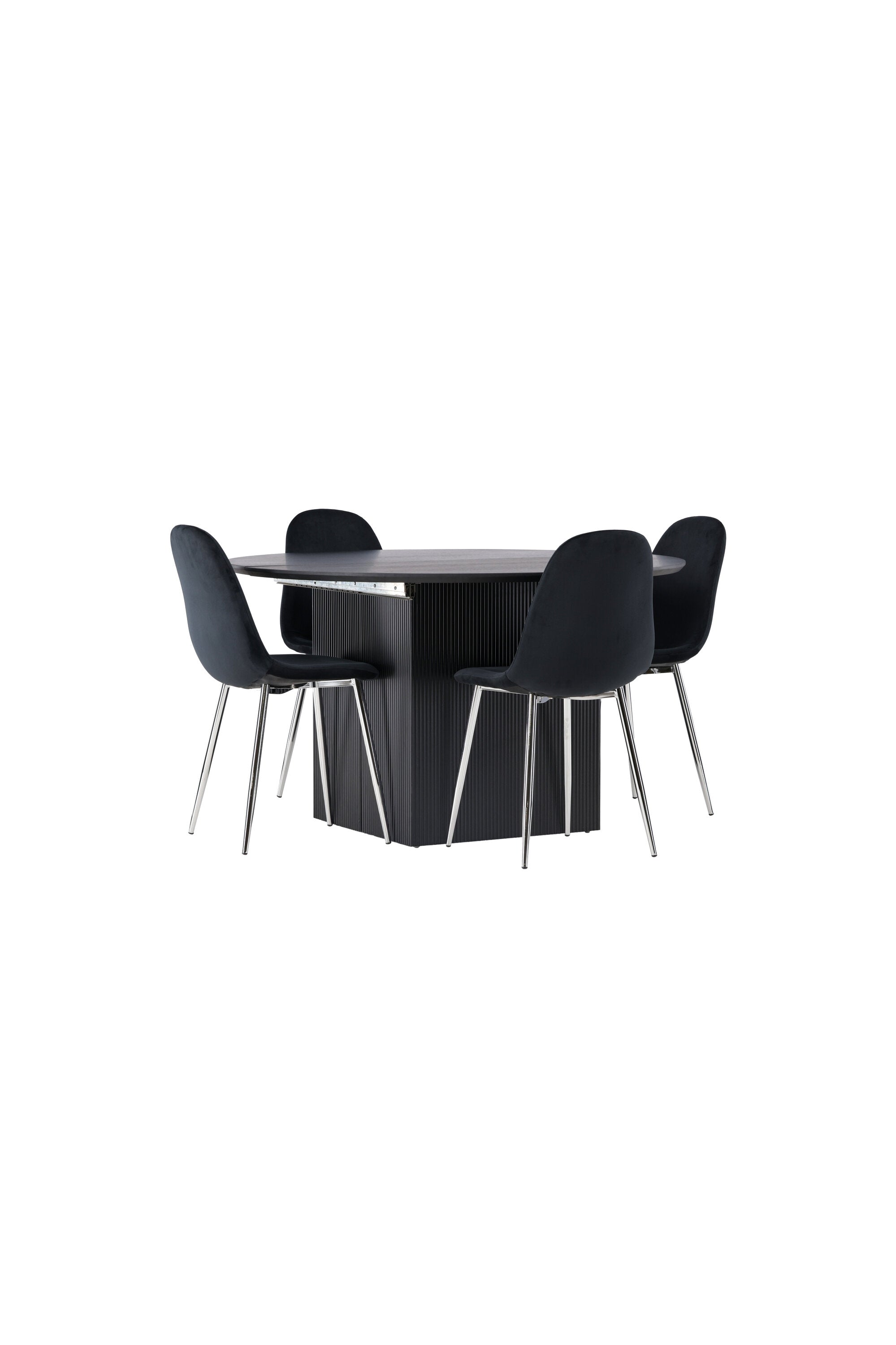 Matilda Esszimmerset + Polar ⌀130cm/4St. in Schwarzes Silber präsentiert im Onlineshop von KAQTU Design AG. Esszimmerset ist von Venture Home