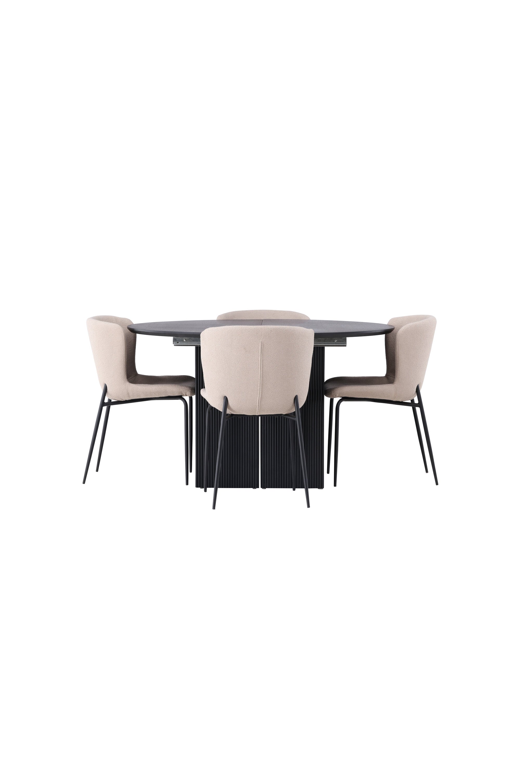 Matilda Esszimmerset + Modesto ⌀130cm/4St. in Beige, Schwarz präsentiert im Onlineshop von KAQTU Design AG. Esszimmerset ist von Venture Home