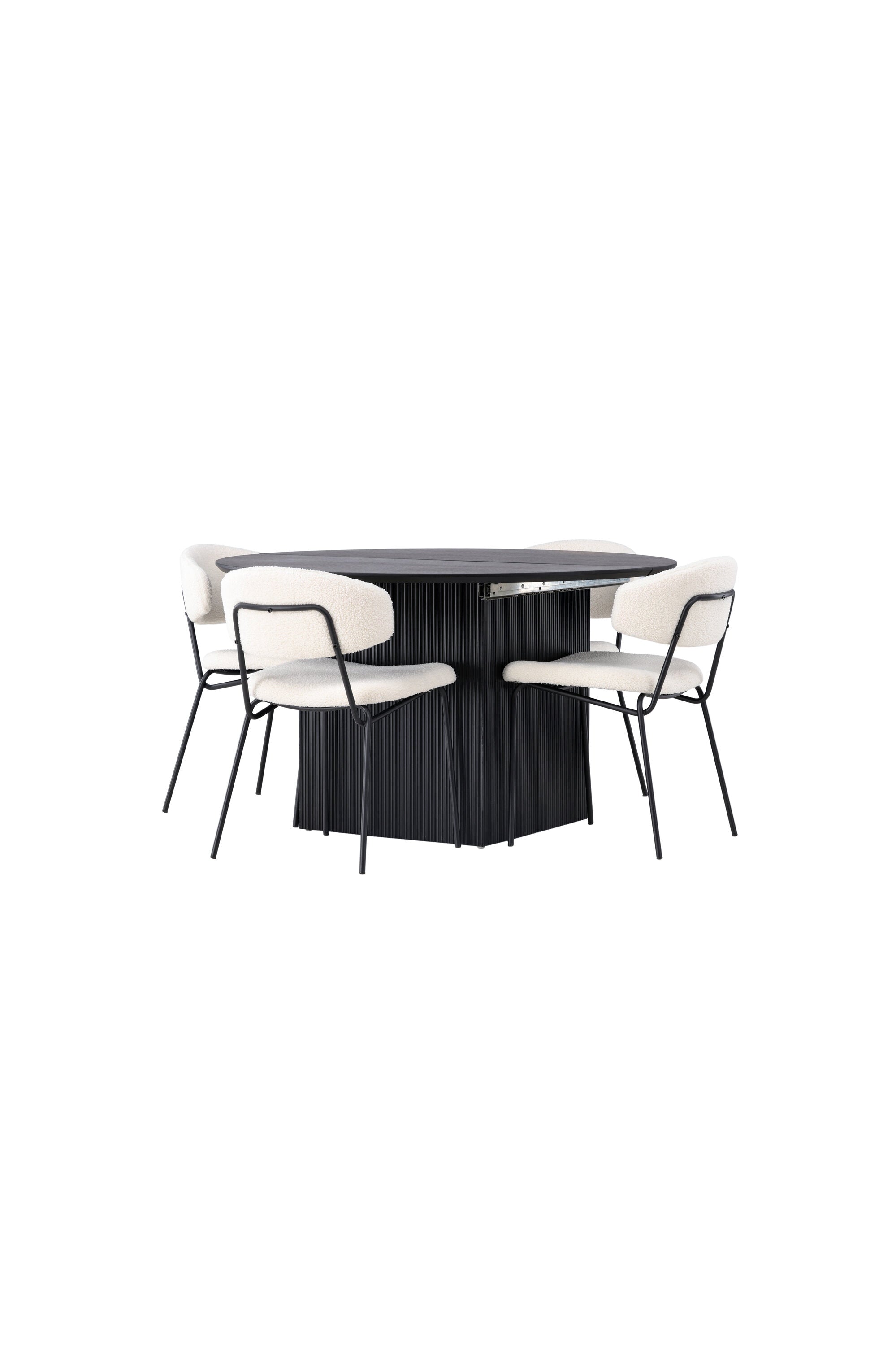 Matilda Esszimmerset + Chico ⌀130cm/4St. in Weiss präsentiert im Onlineshop von KAQTU Design AG. Esszimmerset ist von Venture Home