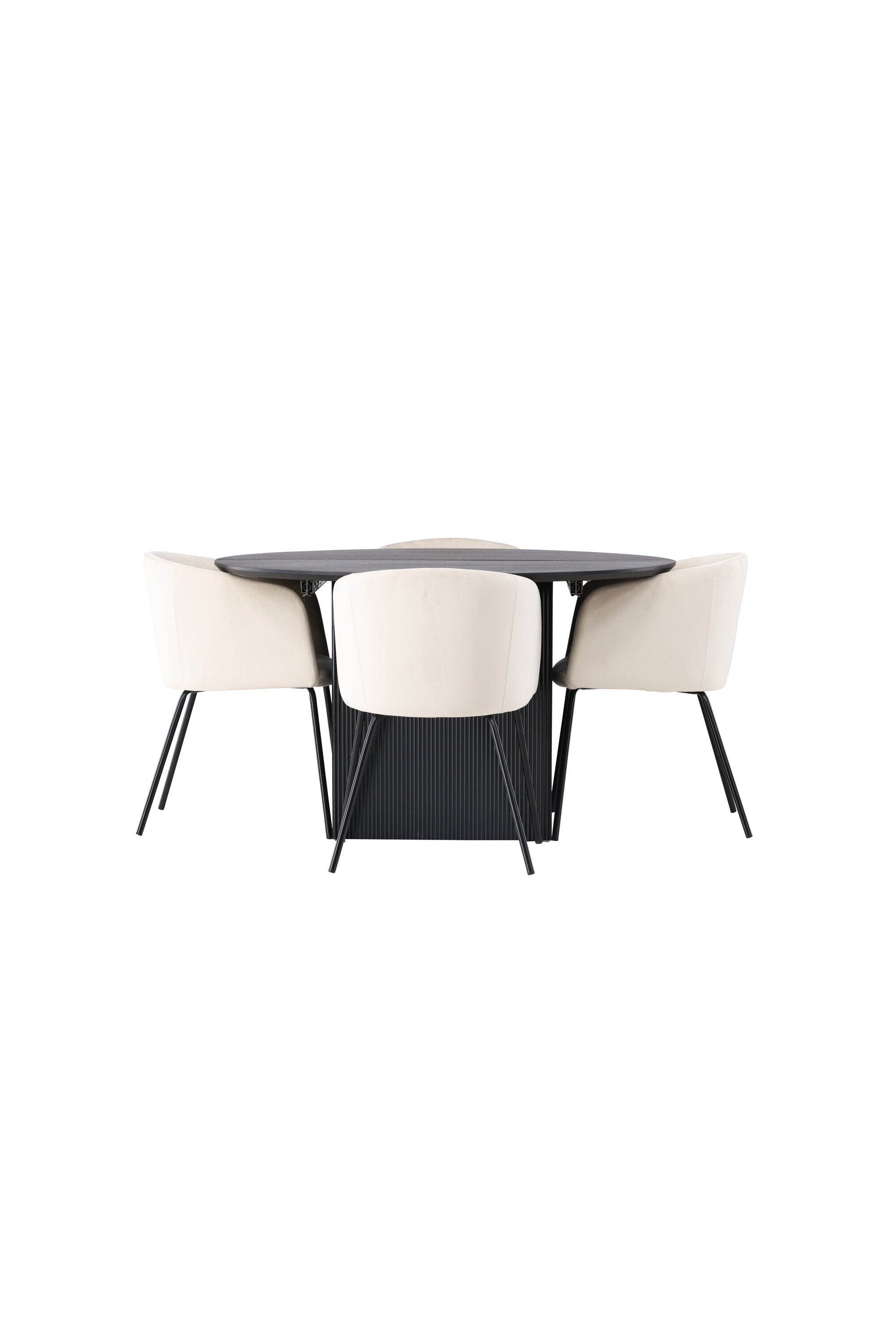Matilda Esszimmerset + Berit ⌀130cm/4St. in Beige, Schwarz präsentiert im Onlineshop von KAQTU Design AG. Esszimmerset ist von Venture Home