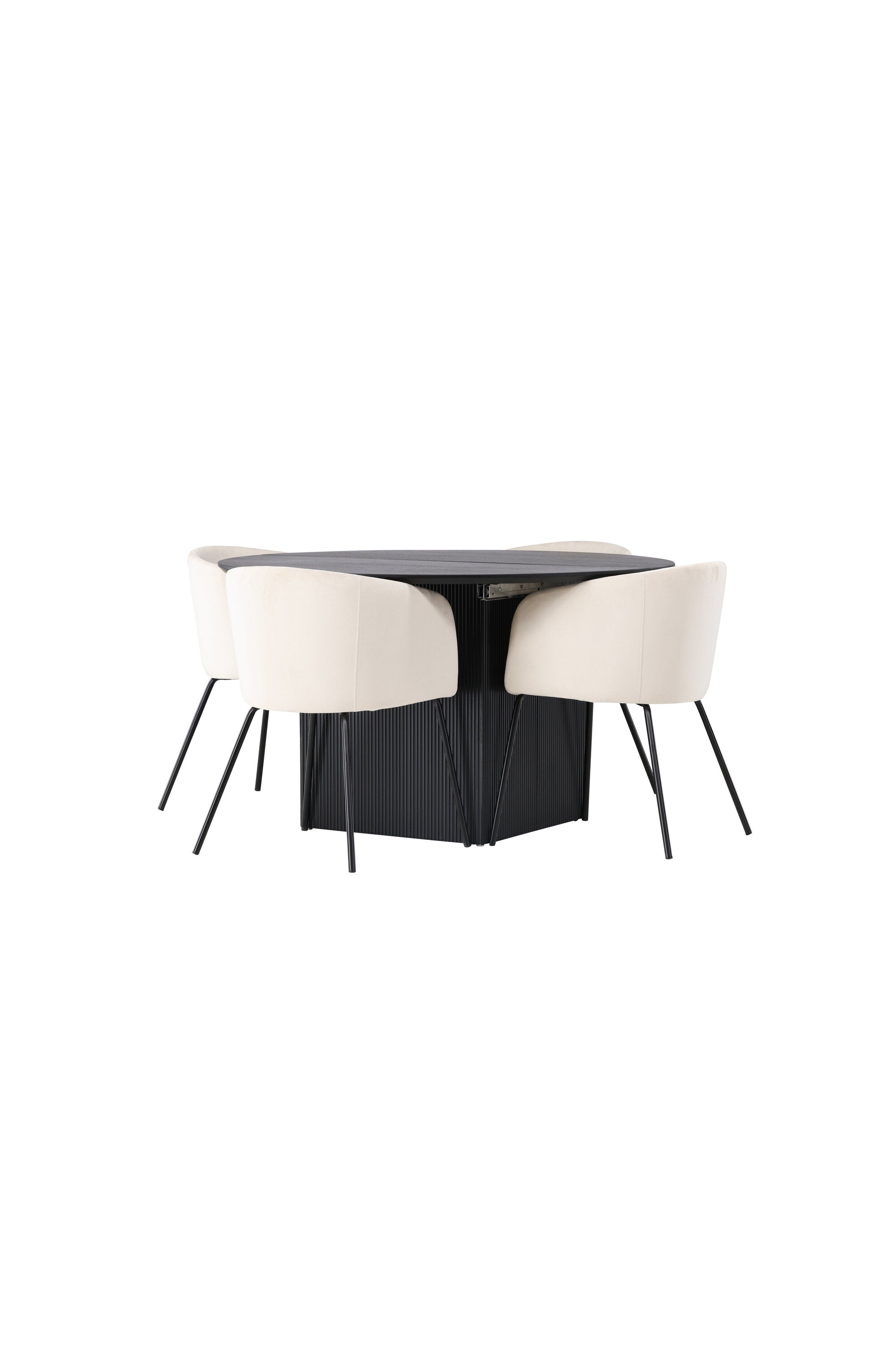 Matilda Esszimmerset + Berit ⌀130cm/4St. in Beige, Schwarz präsentiert im Onlineshop von KAQTU Design AG. Esszimmerset ist von Venture Home