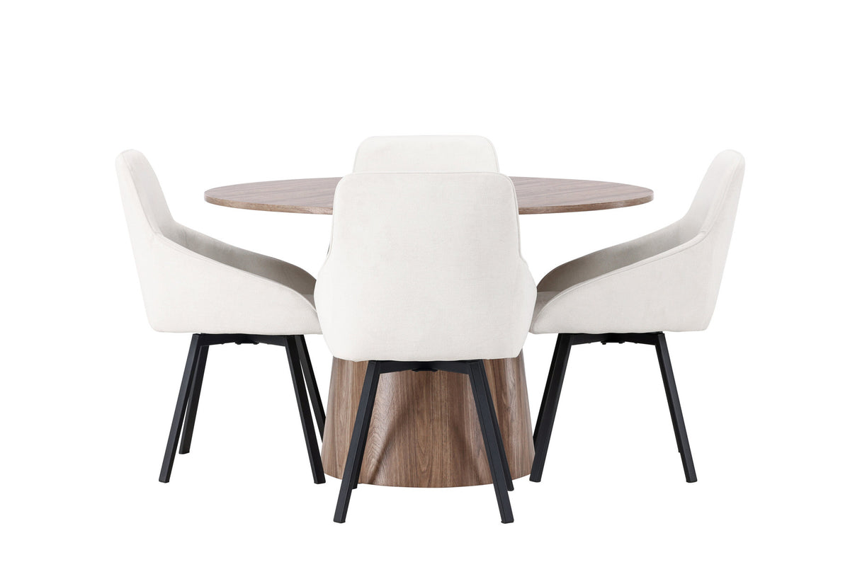 Lanzo Esszimmerset + Rosie ⌀120cm/4St. in Natur / Beige / Schwarz präsentiert im Onlineshop von KAQTU Design AG. Esszimmerset ist von Venture Home