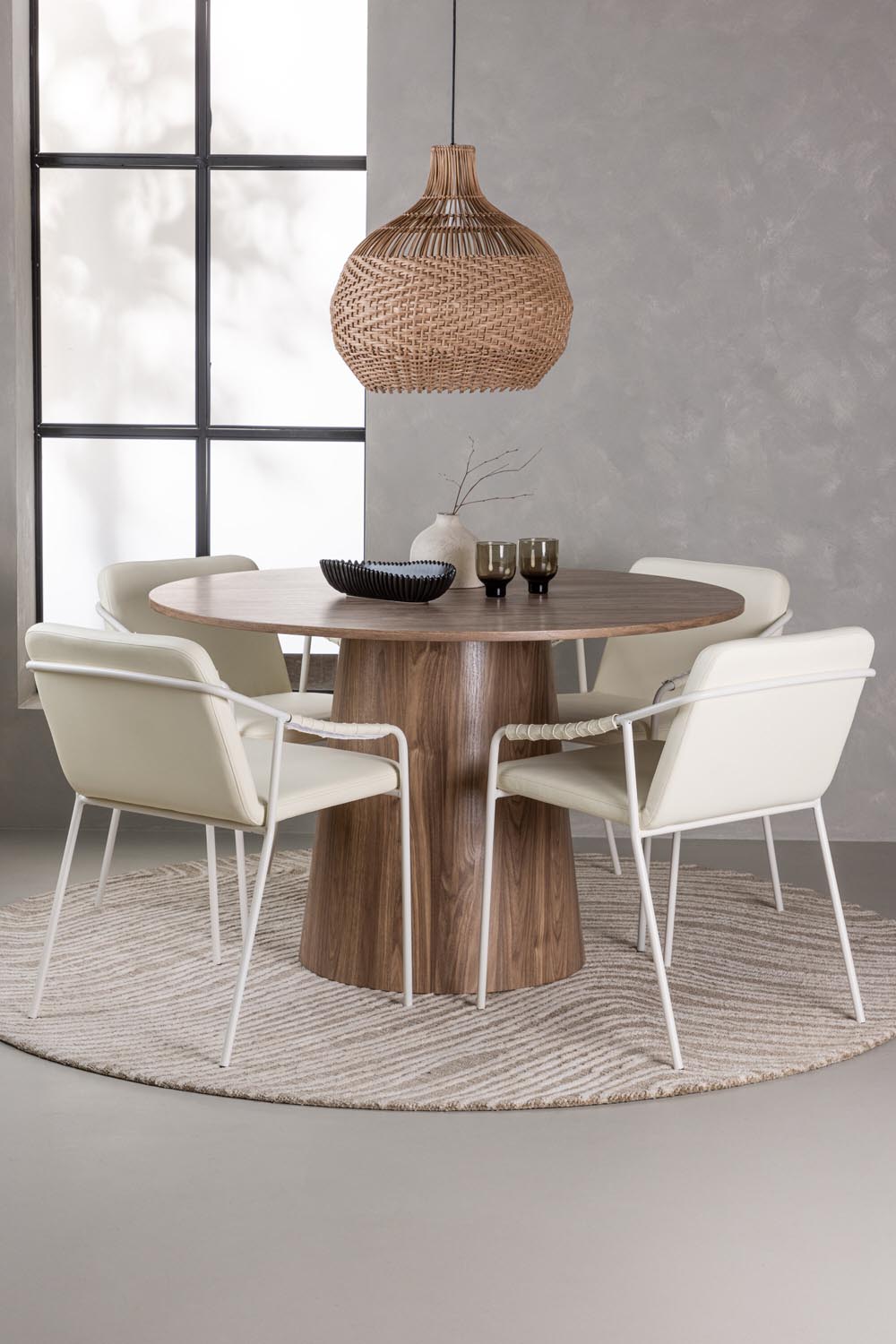Lanzo Esszimmerset + Tvist ⌀120cm/4St. in Beige präsentiert im Onlineshop von KAQTU Design AG. Esszimmerset ist von Venture Home