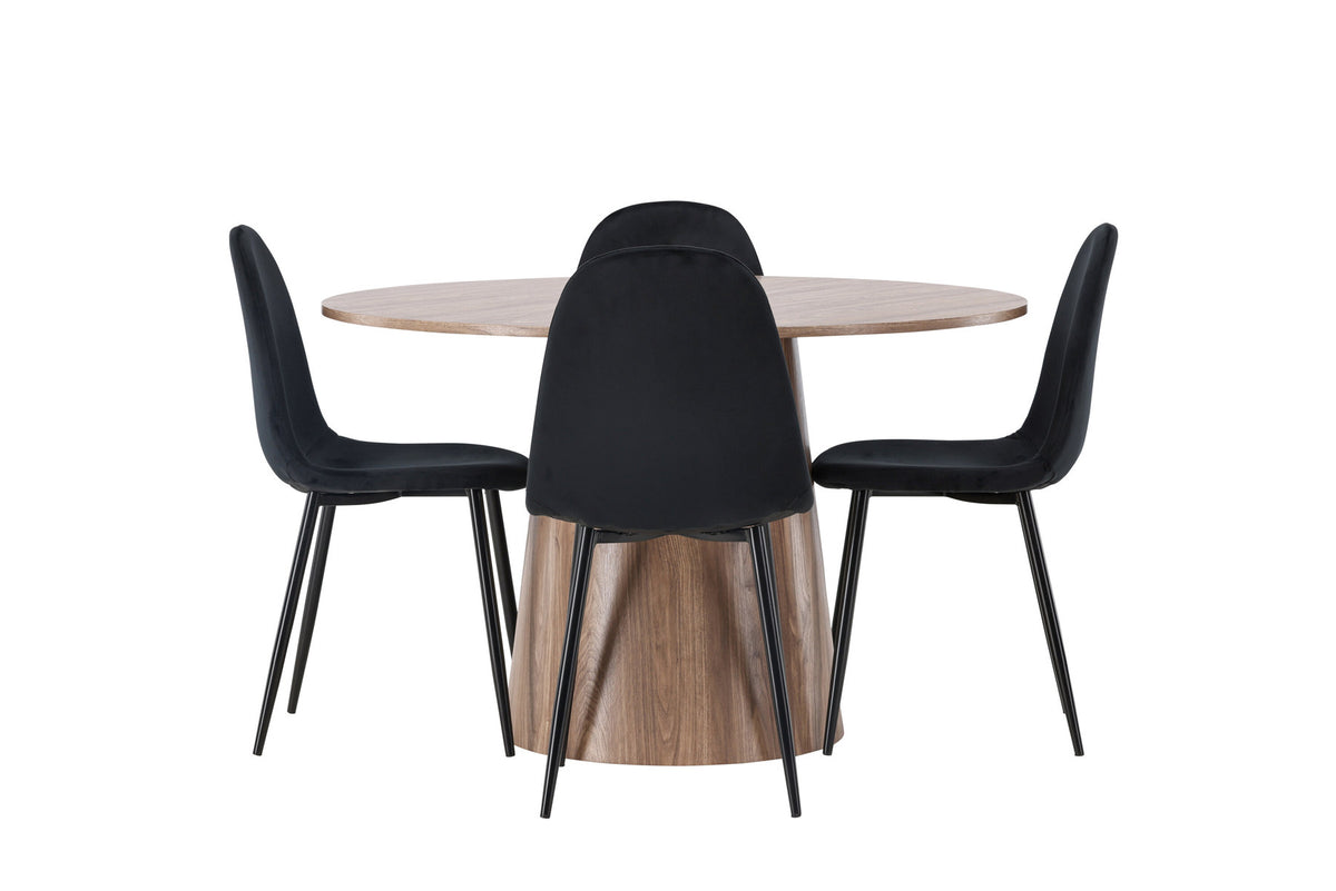 Lanzo Esszimmerset + Polar ⌀120cm/4St. in Natur / Schwarz präsentiert im Onlineshop von KAQTU Design AG. Esszimmerset ist von Venture Home