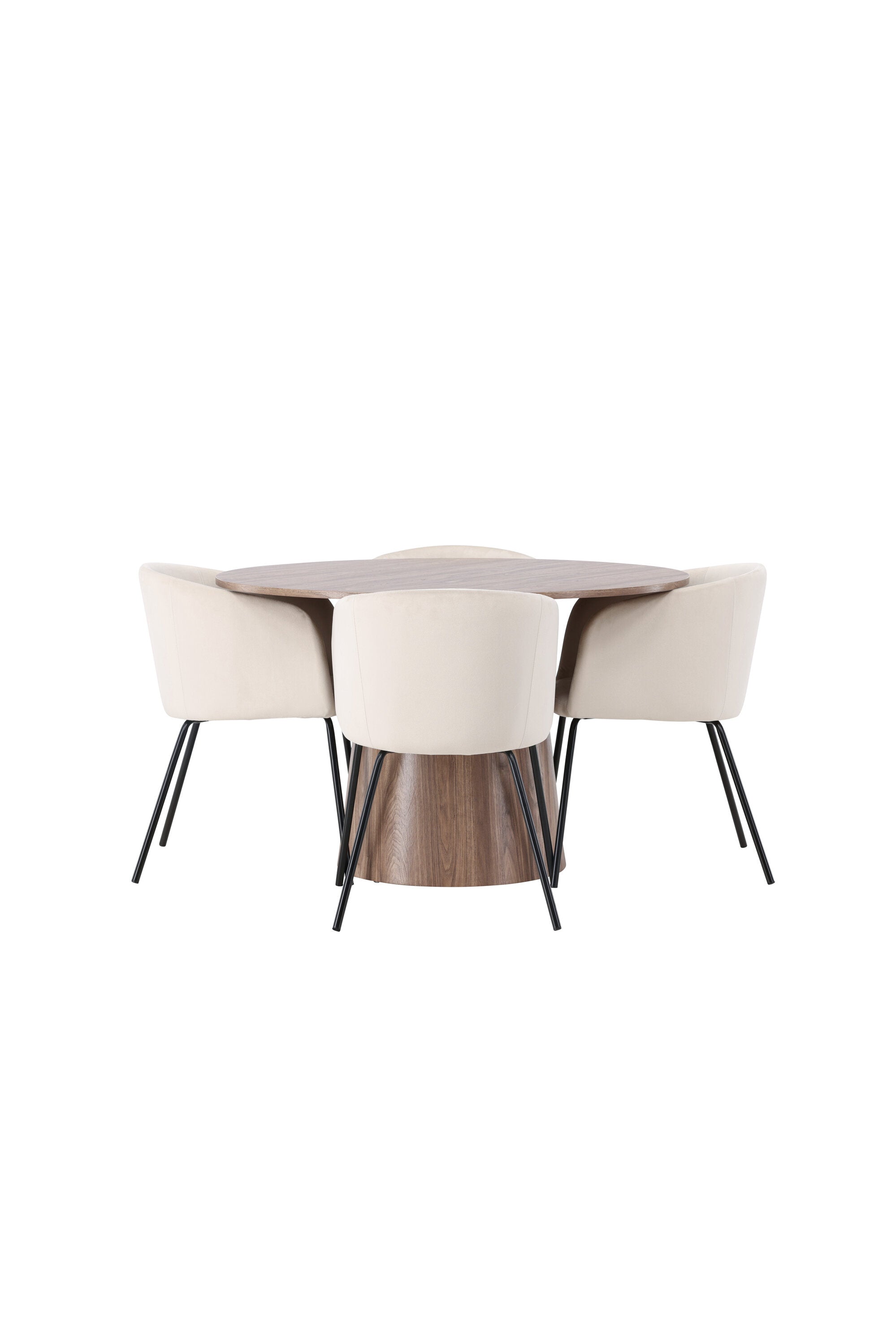 Lanzo Esszimmerset + Berit ⌀120cm/4St. in Beige / Schwarz präsentiert im Onlineshop von KAQTU Design AG. Esszimmerset ist von Venture Home