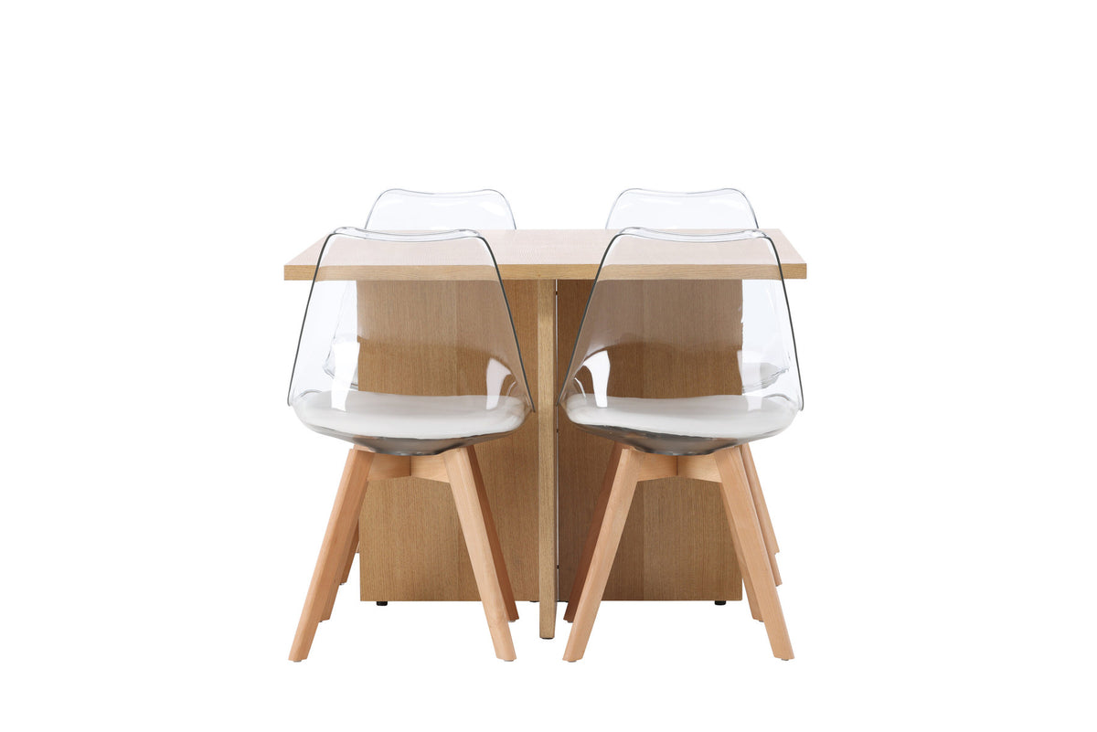 Leo Esszimmerset + Edvin 100cm/4St. in Natur,Transparent,Weiss präsentiert im Onlineshop von KAQTU Design AG. Esszimmerset ist von Venture Home