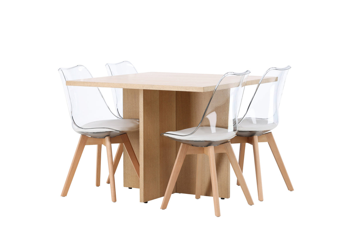 Leo Esszimmerset + Edvin 100cm/4St. in Natur,Transparent,Weiss präsentiert im Onlineshop von KAQTU Design AG. Esszimmerset ist von Venture Home