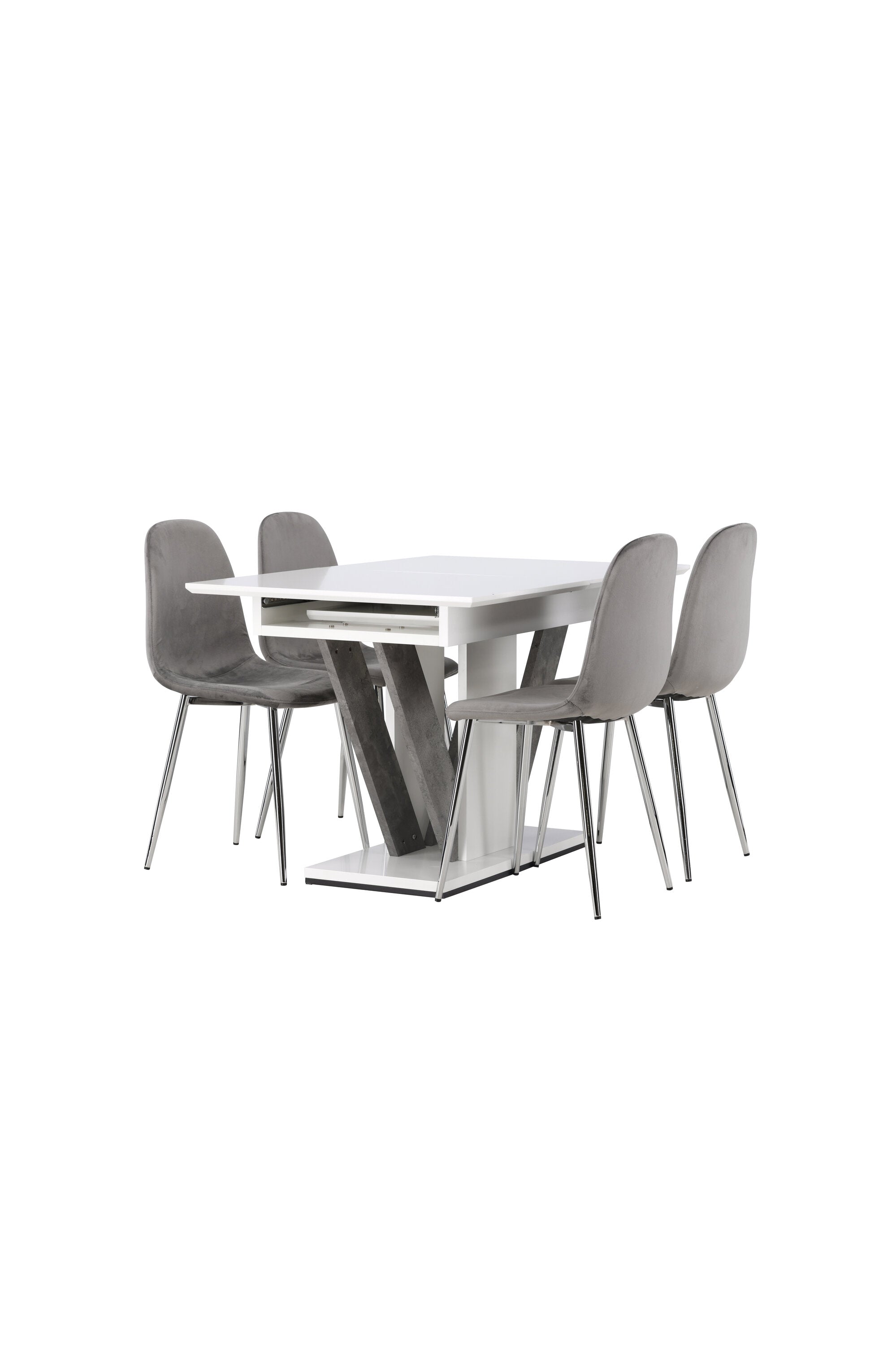 Disa Esszimmerset ausziehbar + Eva 120cm/4St. in Hellgrau, Silber präsentiert im Onlineshop von KAQTU Design AG. Esszimmerset ist von Venture Home
