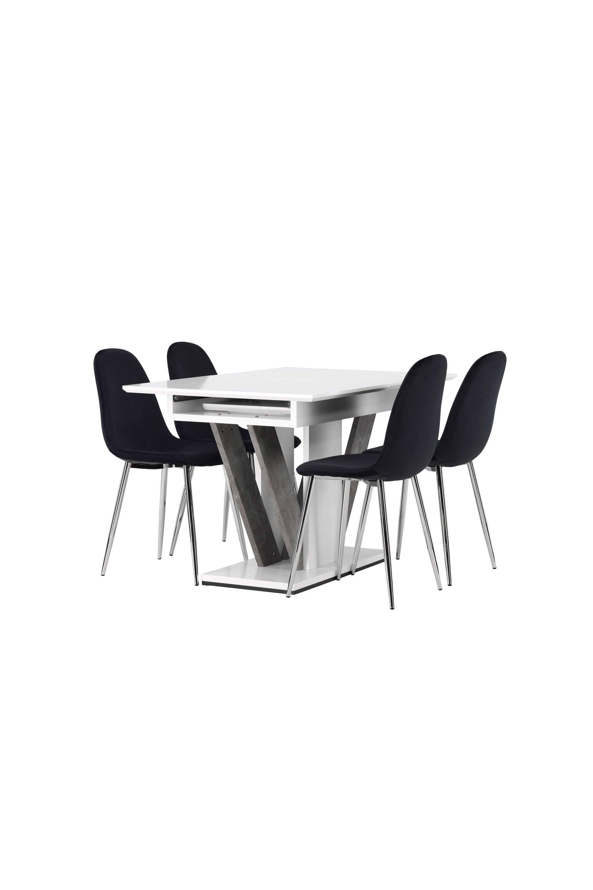 Disa Esszimmerset ausziehbar + Polar 120cm/4St. in Schwarzes Silber präsentiert im Onlineshop von KAQTU Design AG. Esszimmerset ist von Venture Home