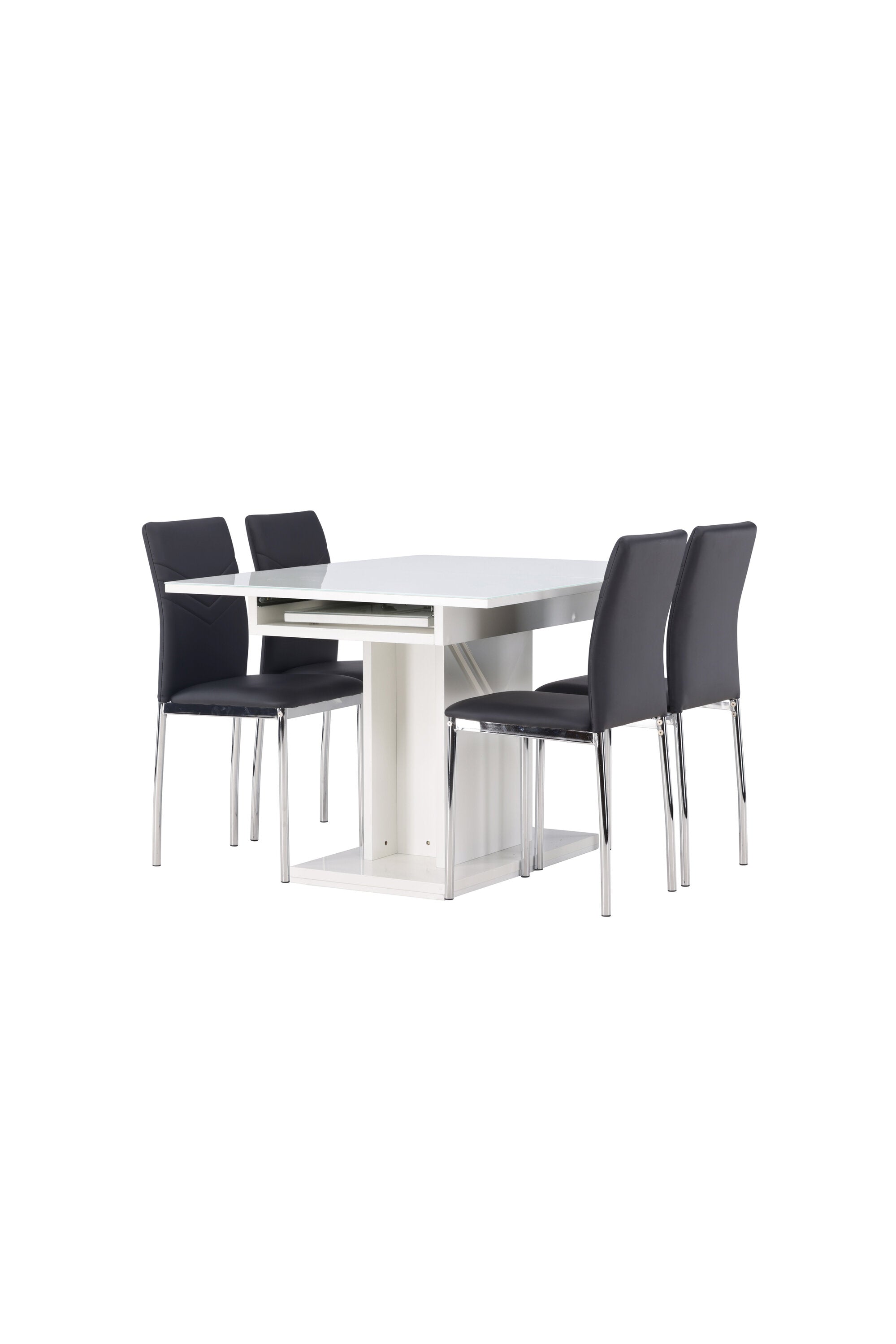 Pluto Esszimmerset ausziehbar + Lily 120cm/4St. in Schwarzes Silber präsentiert im Onlineshop von KAQTU Design AG. Esszimmerset ist von Venture Home