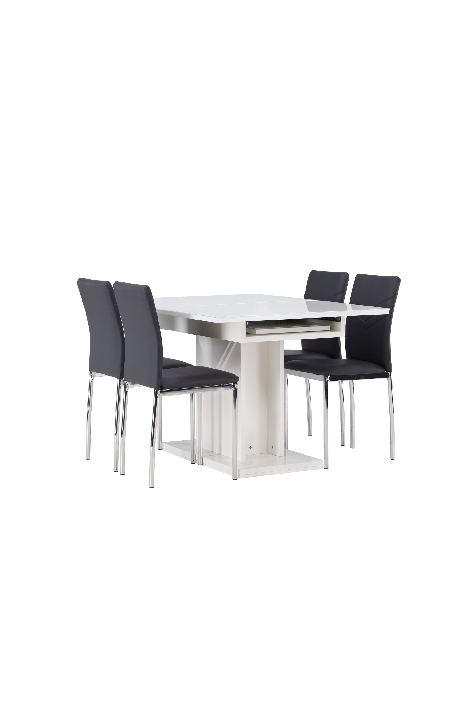Pluto Esszimmerset ausziehbar + Lily 120cm/4St. in Schwarzes Silber präsentiert im Onlineshop von KAQTU Design AG. Esszimmerset ist von Venture Home