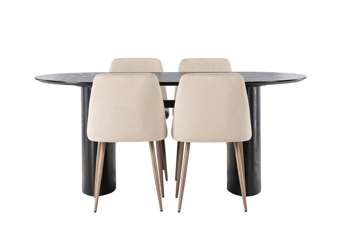 Isolde Esszimmerset + Night 180cm/4St. in Braun, Walnuss präsentiert im Onlineshop von KAQTU Design AG. Esszimmerset ist von Venture Home