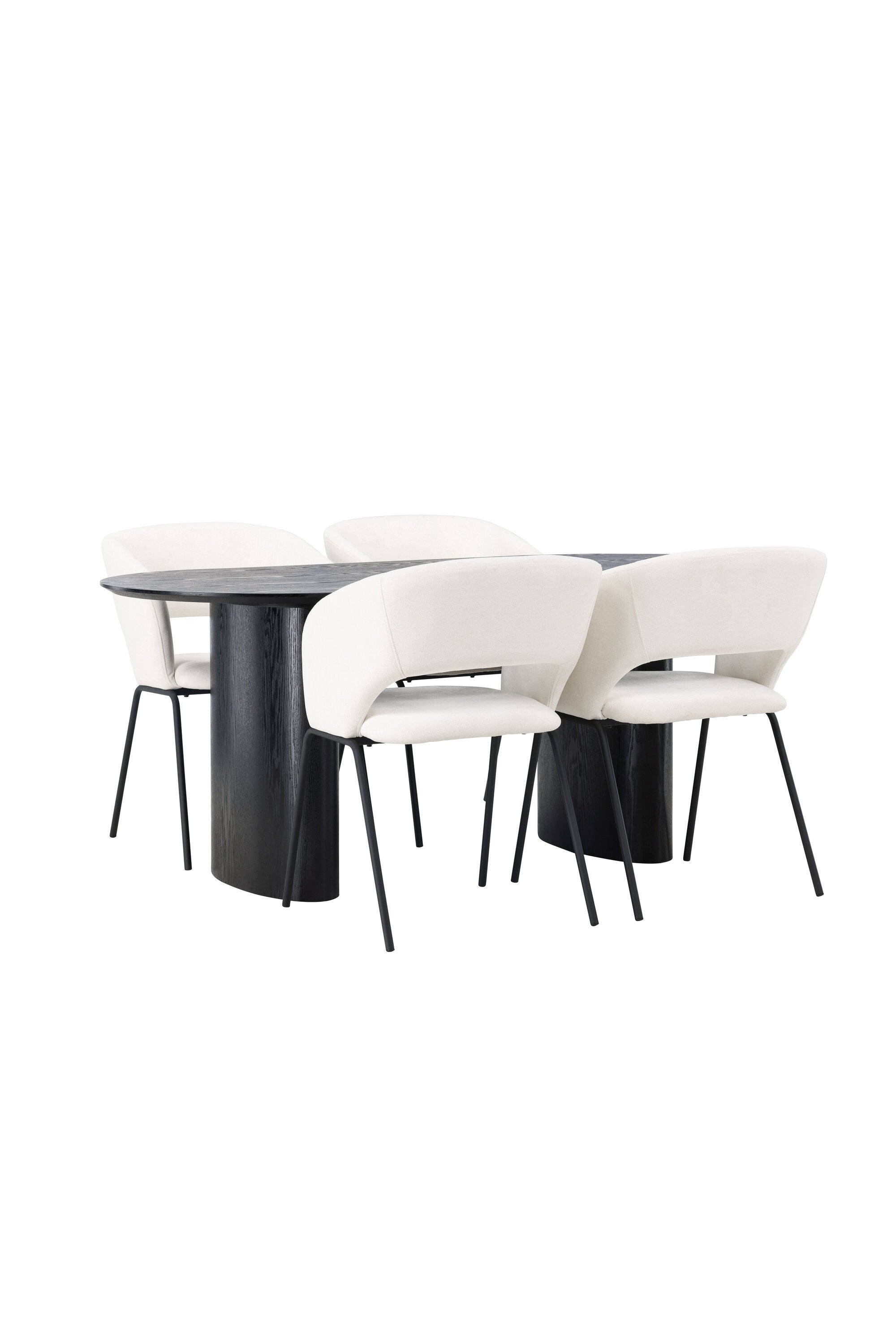 Isolde Esszimmerset + Day 180cm/4St. in Schwarz / gebrochenes Weiss präsentiert im Onlineshop von KAQTU Design AG. Esszimmerset ist von Venture Home