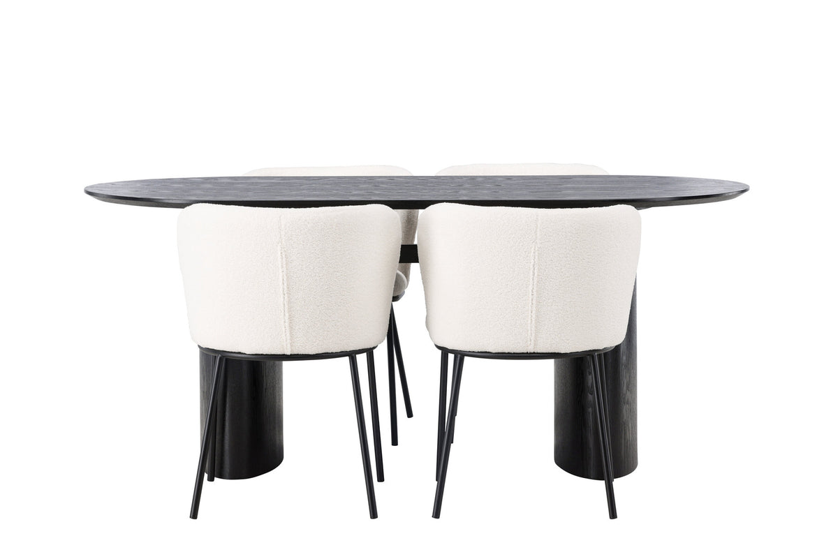 Isolde Esszimmerset + Edina 180cm/4St. in Schwarz-Weiss präsentiert im Onlineshop von KAQTU Design AG. Esszimmerset ist von Venture Home
