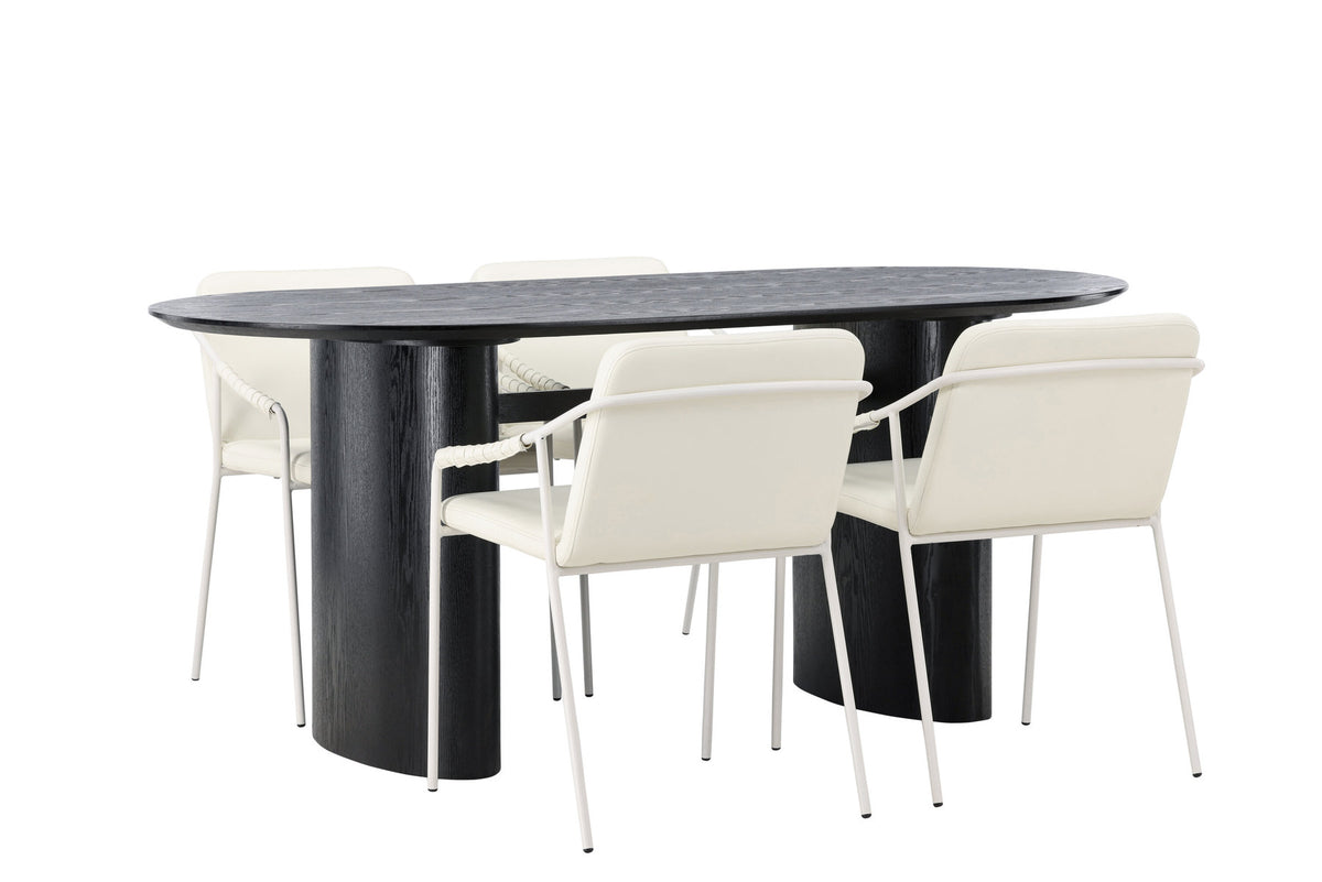 Isolde Esszimmerset + Tvist 180cm/4St. in Beige präsentiert im Onlineshop von KAQTU Design AG. Esszimmerset ist von Venture Home