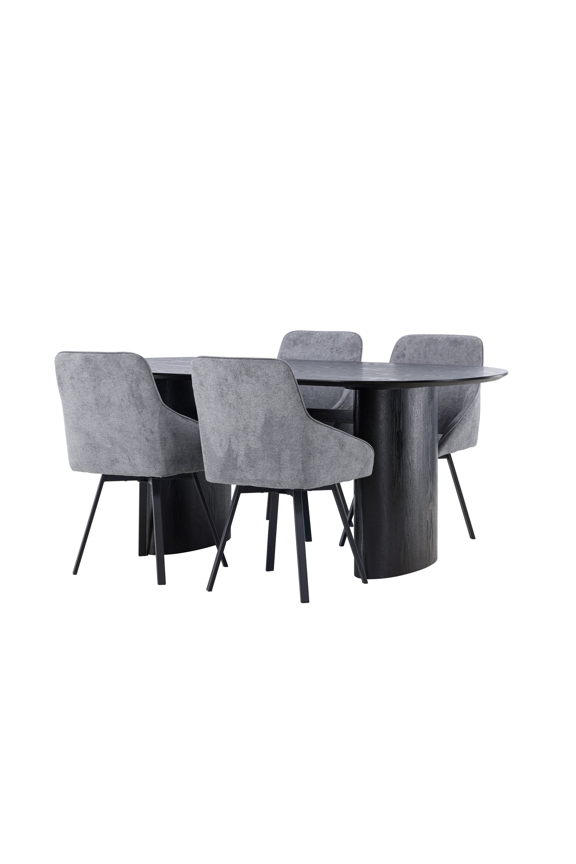 Isolde Esstischset + Rosie 180cm/4Stk. in Schwarzgrau präsentiert im Onlineshop von KAQTU Design AG. Esszimmerset ist von Venture Home