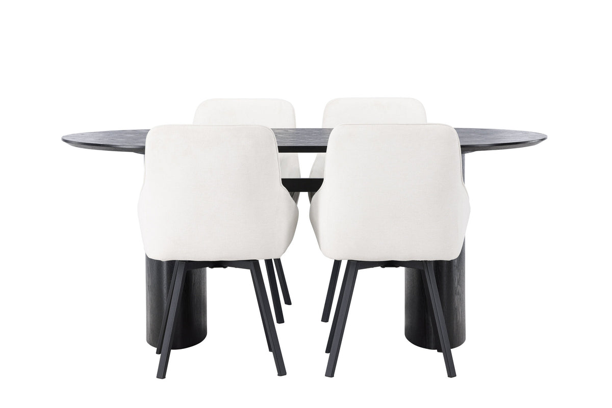 Isolde Esszimmerset + Rosie 180cm/4St. in Beige / Schwarz präsentiert im Onlineshop von KAQTU Design AG. Esszimmerset ist von Venture Home