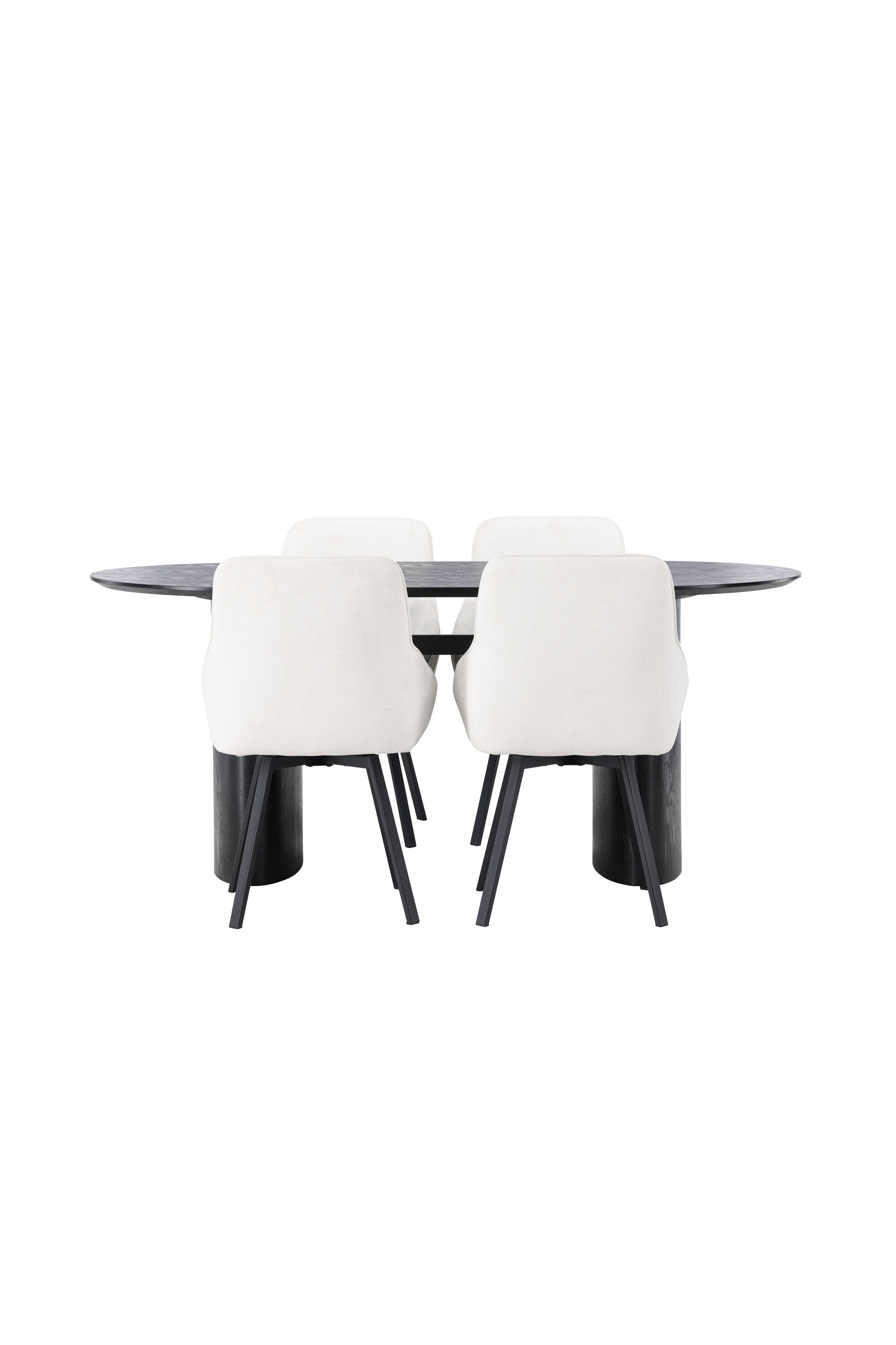 Isolde Esszimmerset + Rosie 180cm/4St. in Beige / Schwarz präsentiert im Onlineshop von KAQTU Design AG. Esszimmerset ist von Venture Home